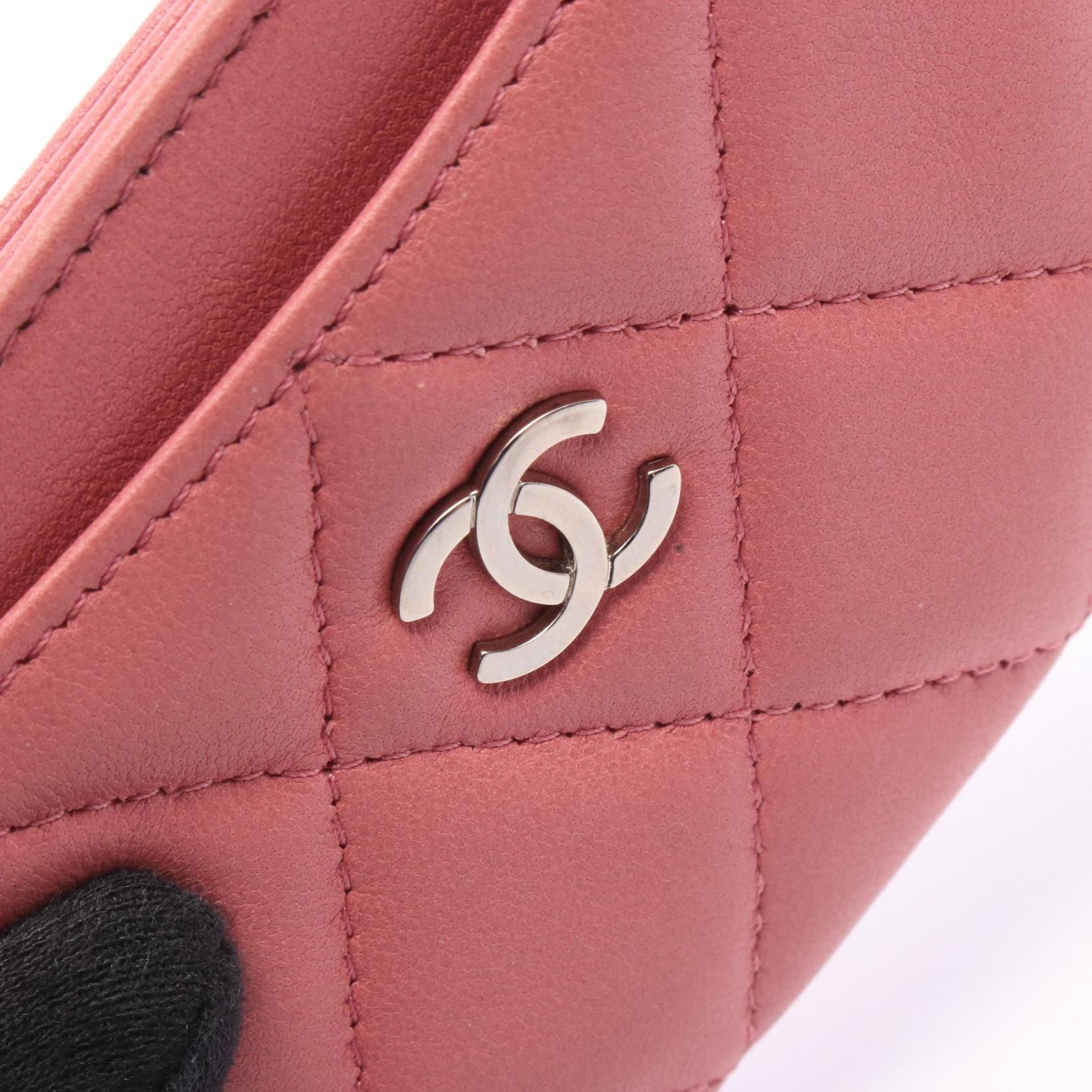 Pink Lambskin Card Case w/SHW — view 8