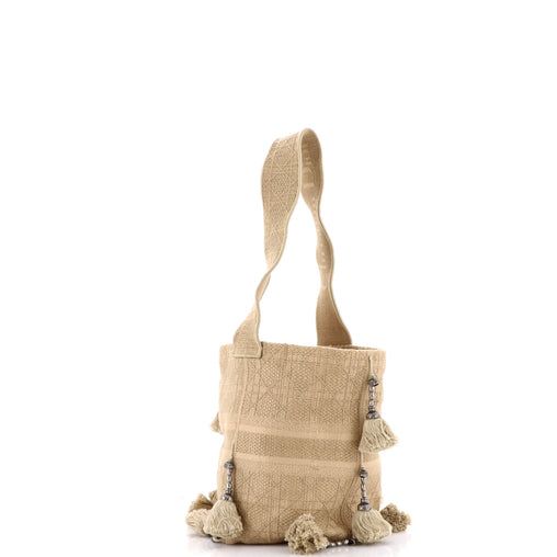 D-Bubble Bucket Bag, Embroidered Canvas — view 3