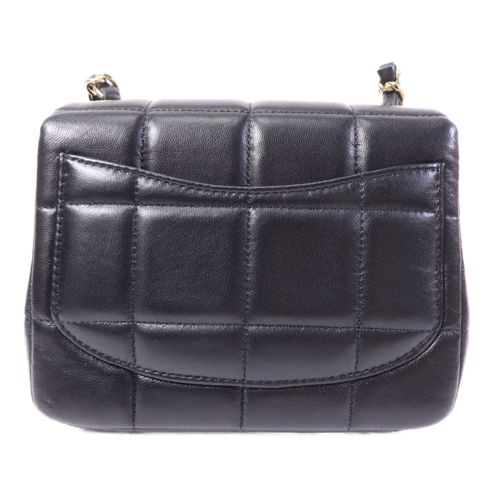 Black Sheepskin Leather Chocolate Bar Mini Flap Golden Cross Shoulder Bag Calfskin (cowhide) — view 2
