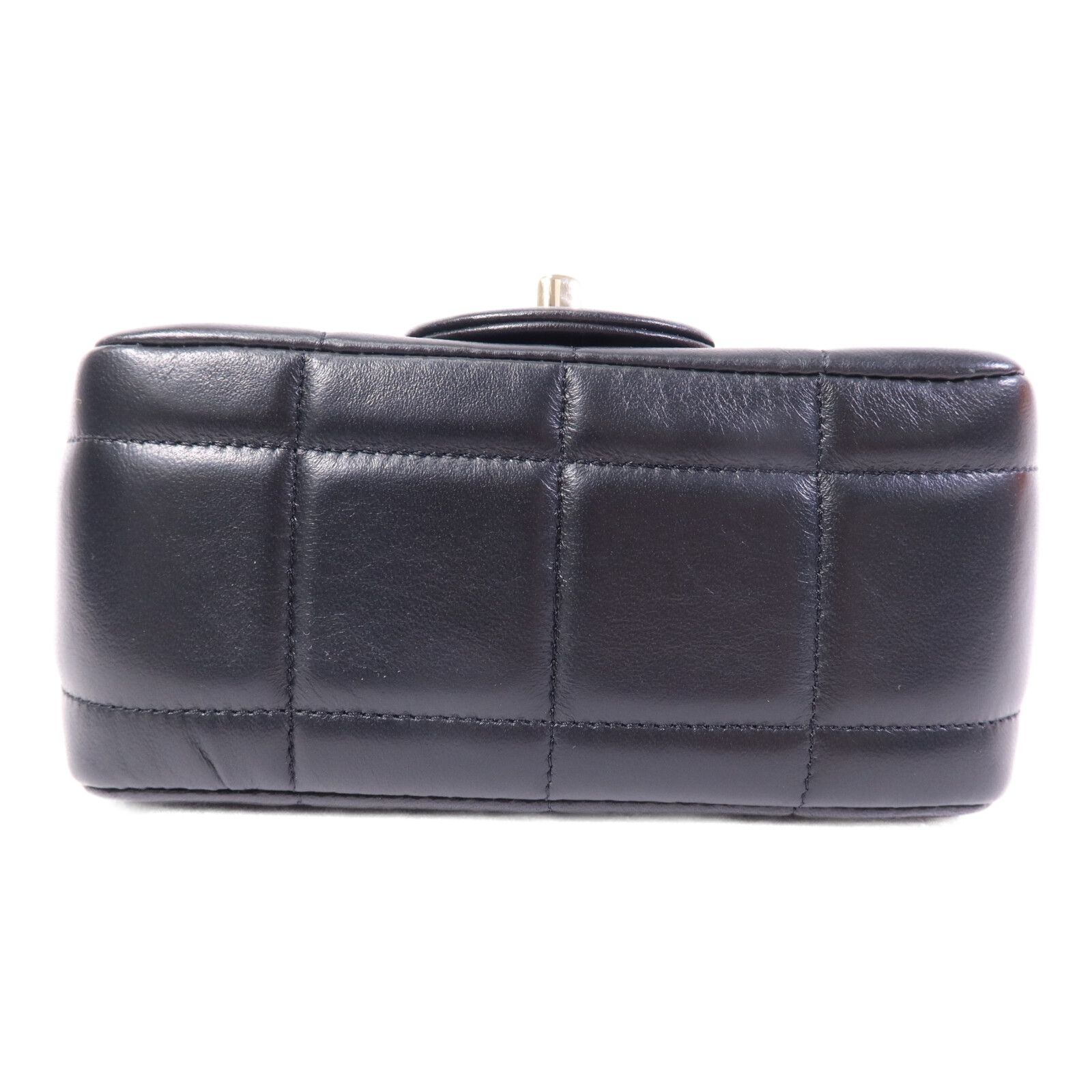 Black Sheepskin Leather Chocolate Bar Mini Flap Golden Cross Shoulder Bag Calfskin (cowhide) — view 4
