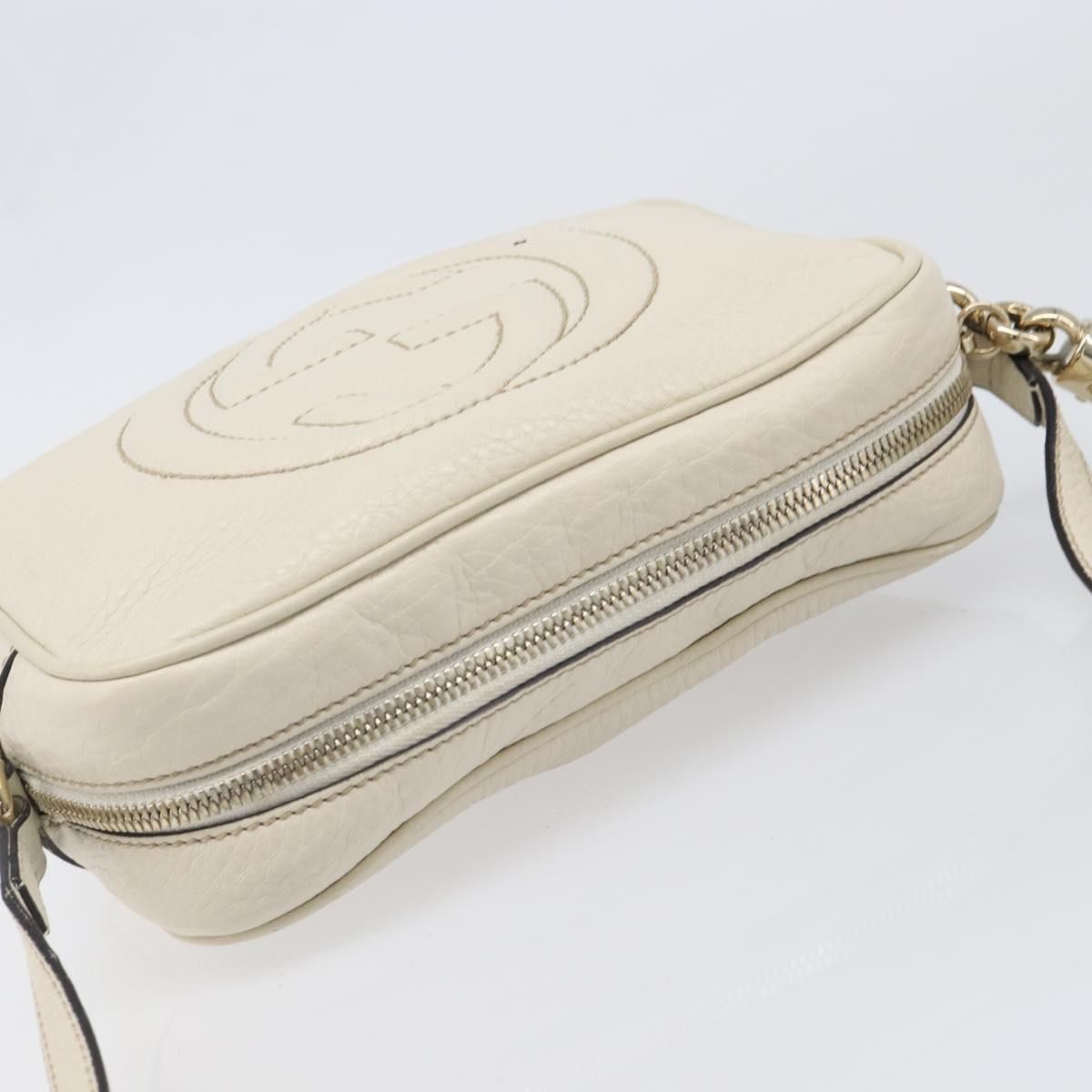Soho Disco Leather White Gold 308364 Auth — view 6