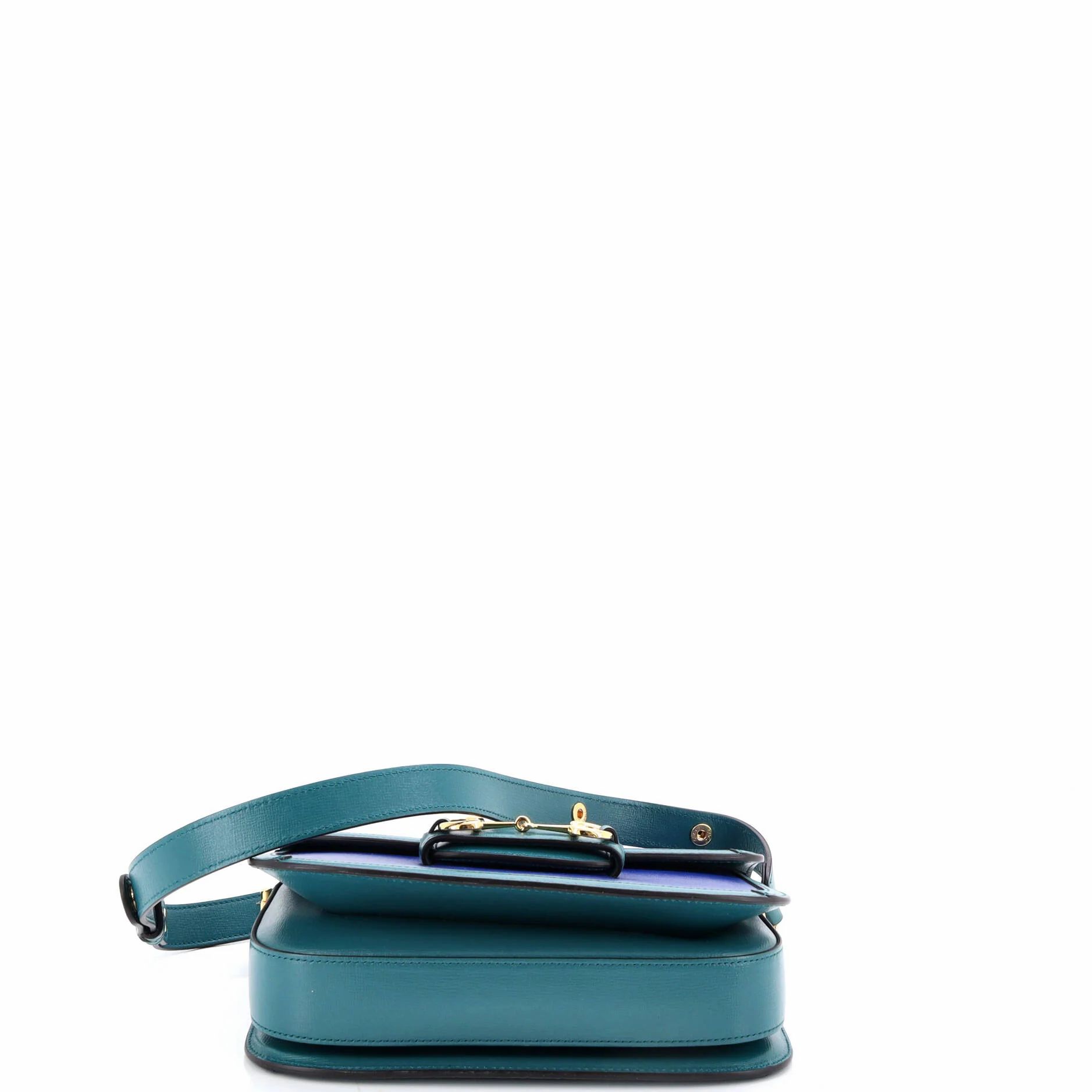Azalea Calfskin Horsebit 1955 Shoulder Bag Imperial Blue Pavone — view 4