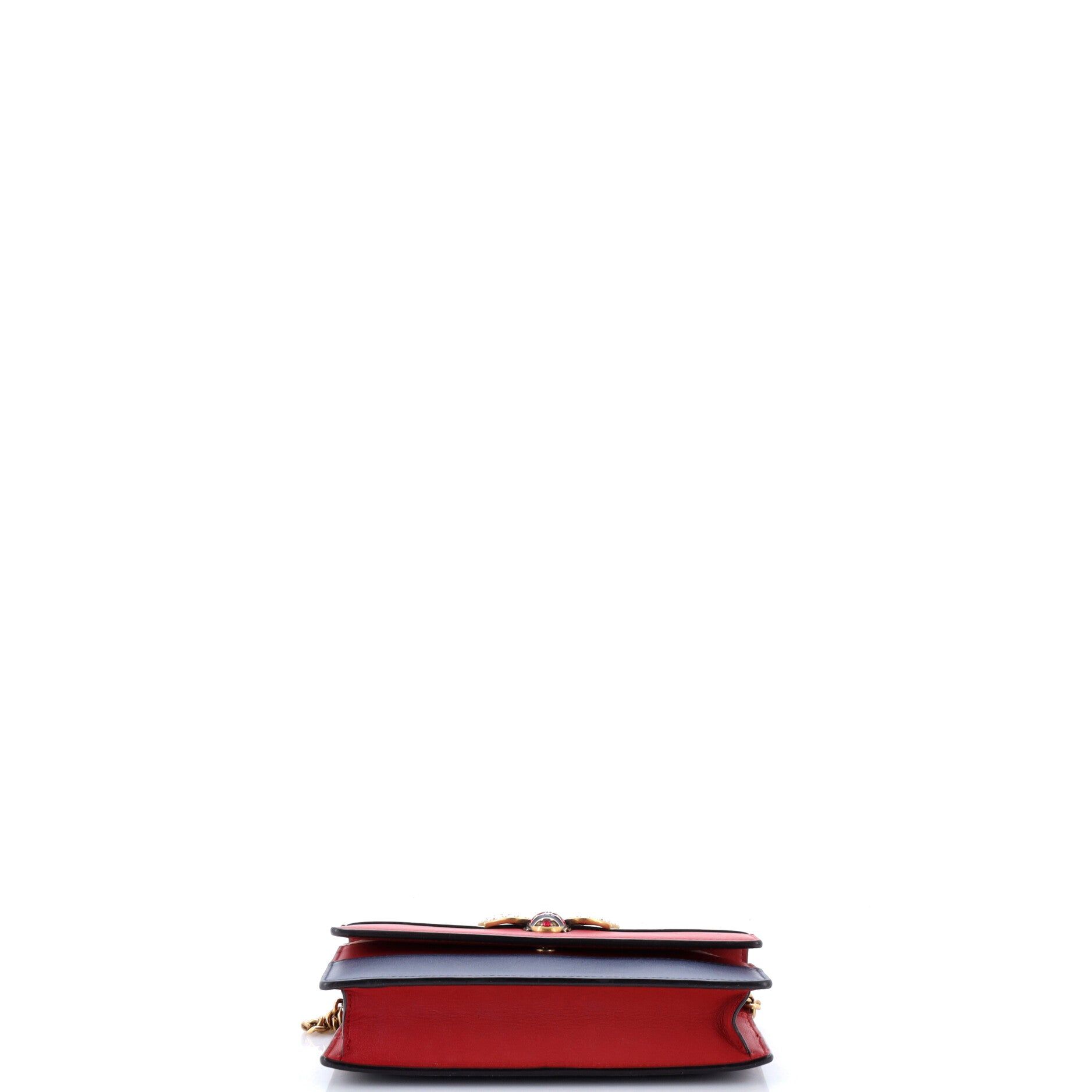 Calfskin Queen Margaret Chain Wallet Blue Agata Hibiscus Red Mystic White — view 4