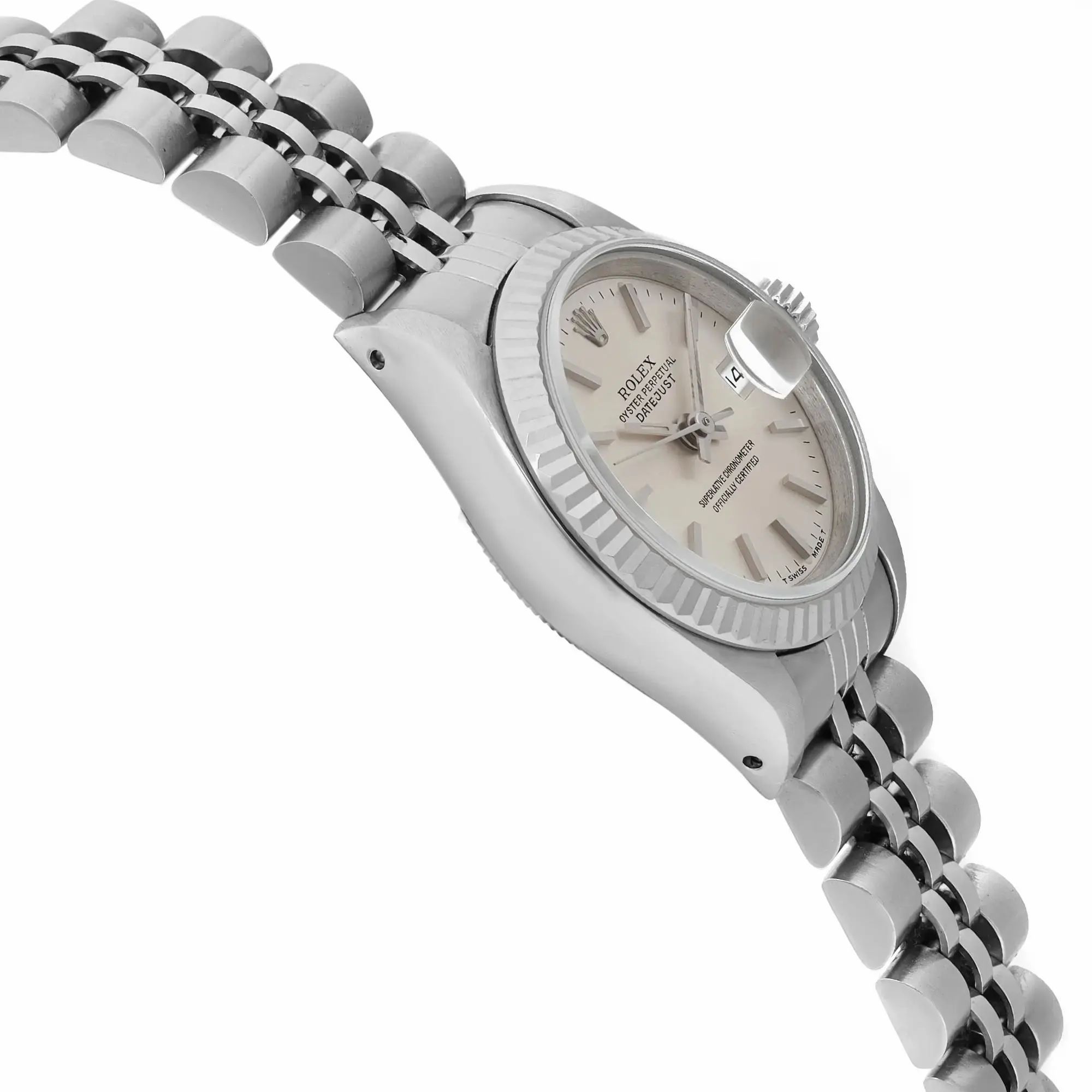 Lady Datejust 26mm 18K White Gold Steel Silver Stick Dial Watch 69174 — view 4