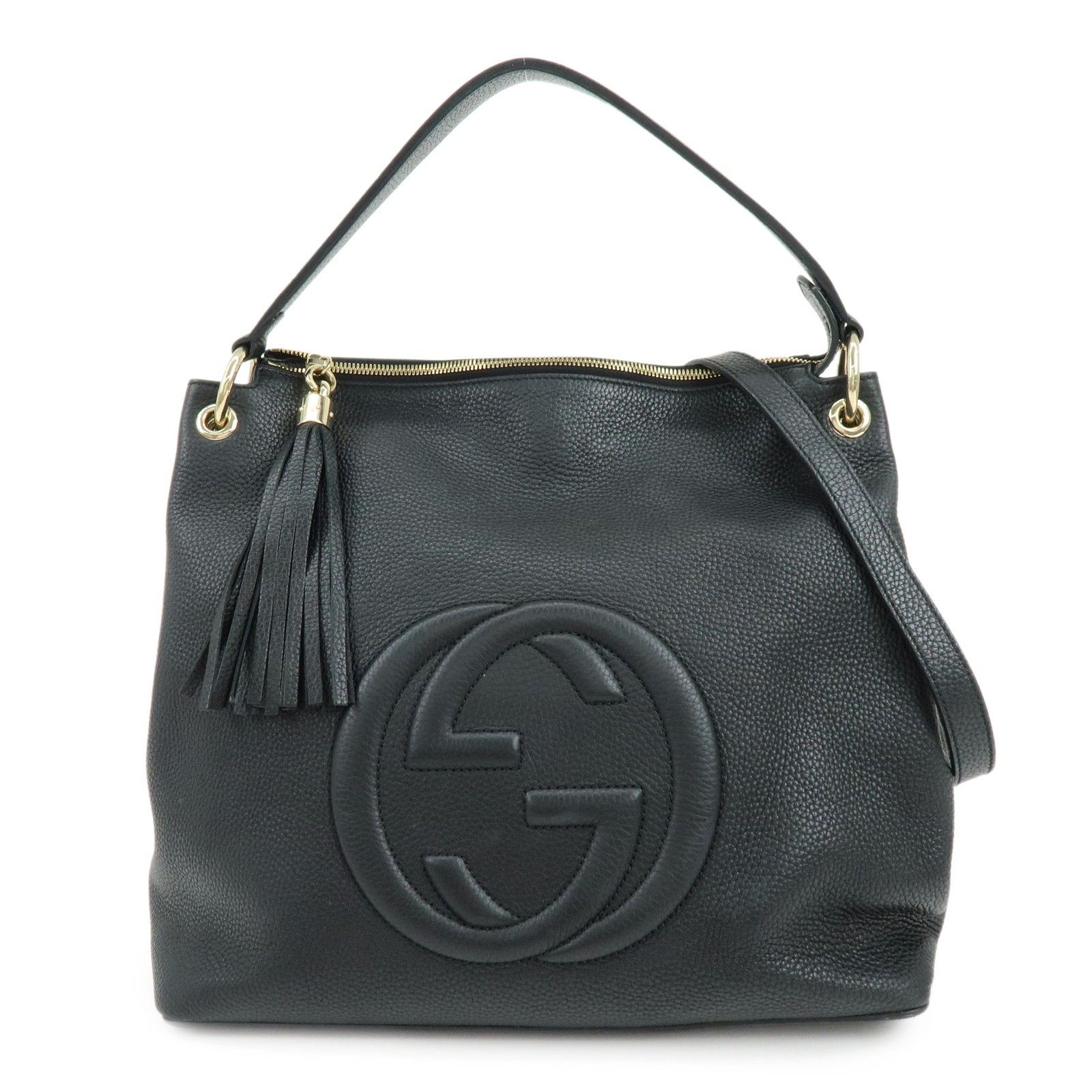 SOHO Interlocking G Leather 2Way Hand Shoulder Bag Black 536194