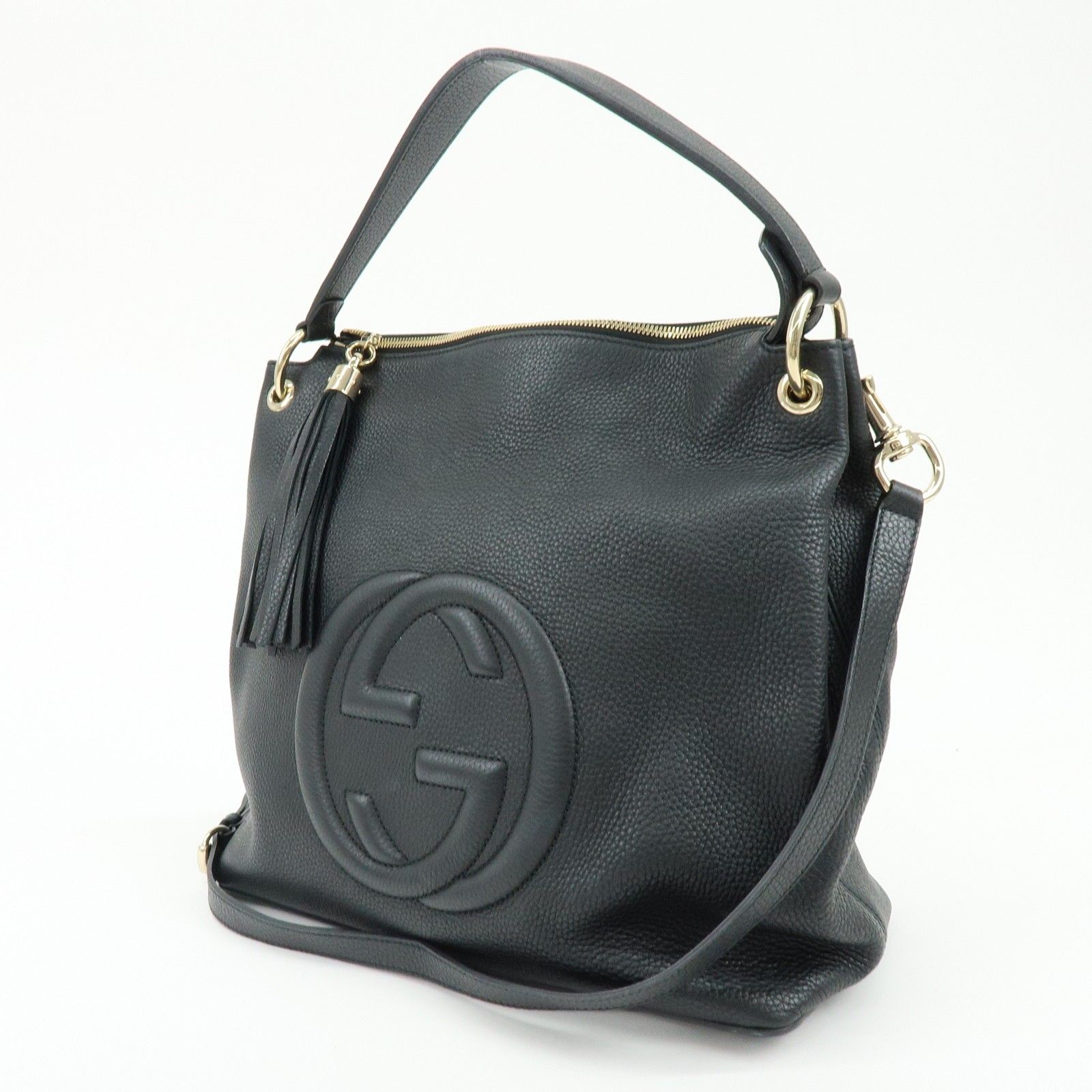 SOHO Interlocking G Leather 2Way Hand Shoulder Bag Black 536194 — view 3