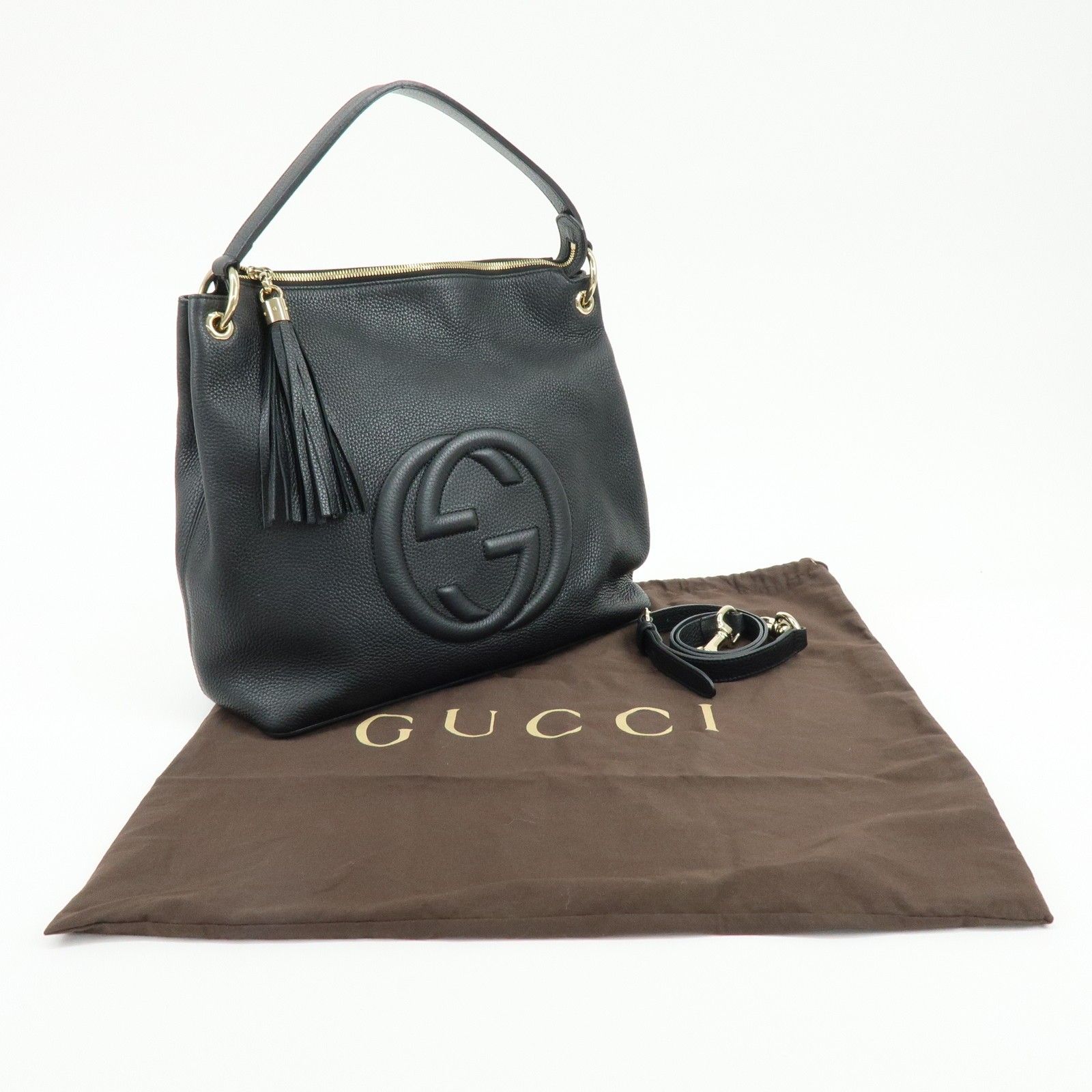 SOHO Interlocking G Leather 2Way Hand Shoulder Bag Black 536194 — view 24
