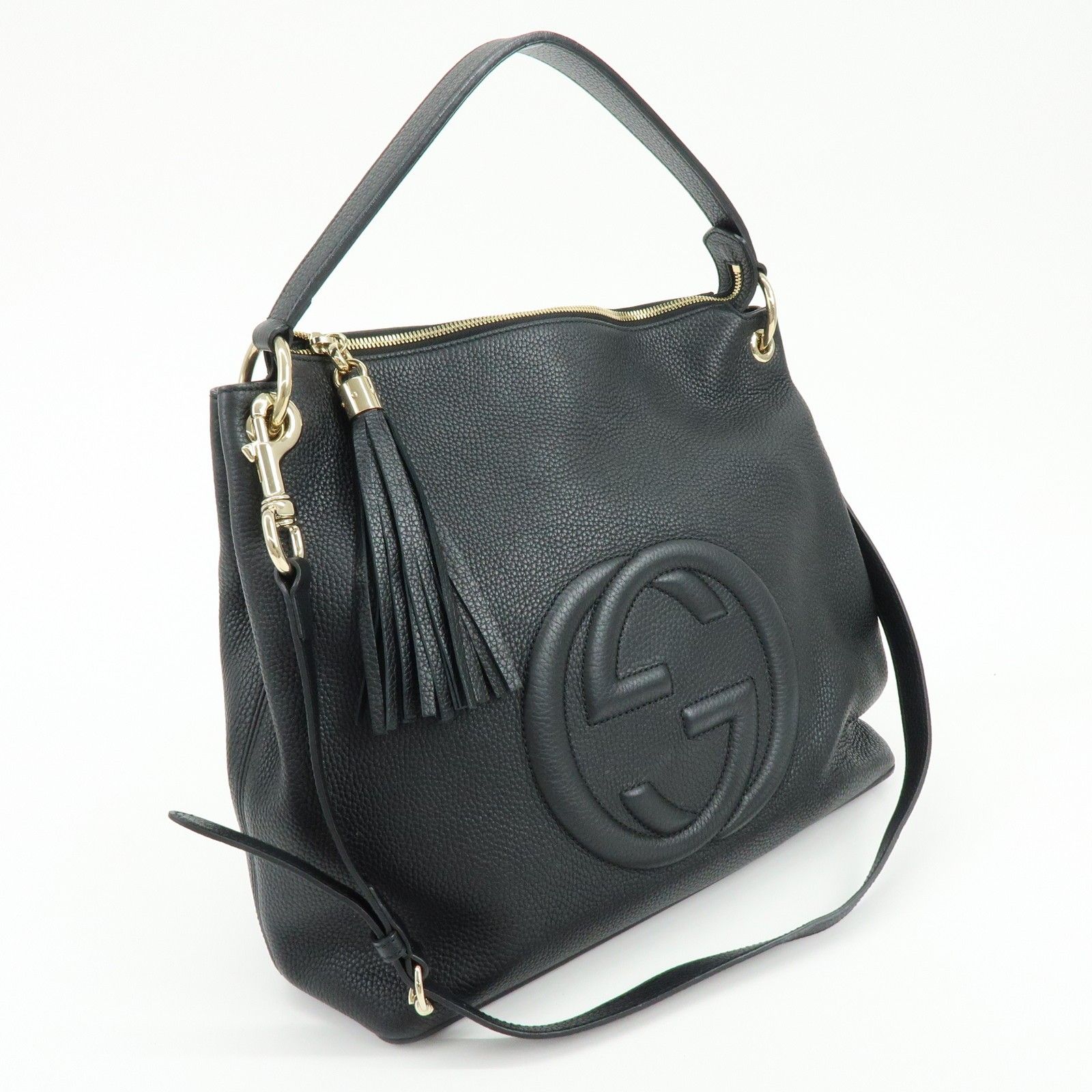 SOHO Interlocking G Leather 2Way Hand Shoulder Bag Black 536194 — view 4
