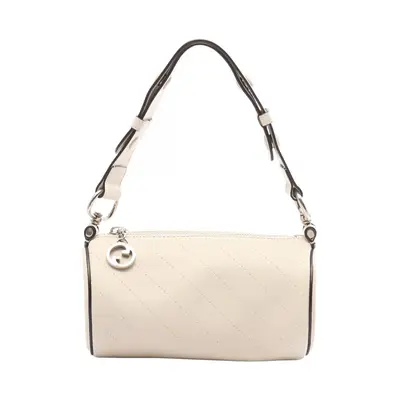 Sakai Be Green Calfskin Diagonal Stitched Mini Blondie Barrel Shoulder Bag Mystic White