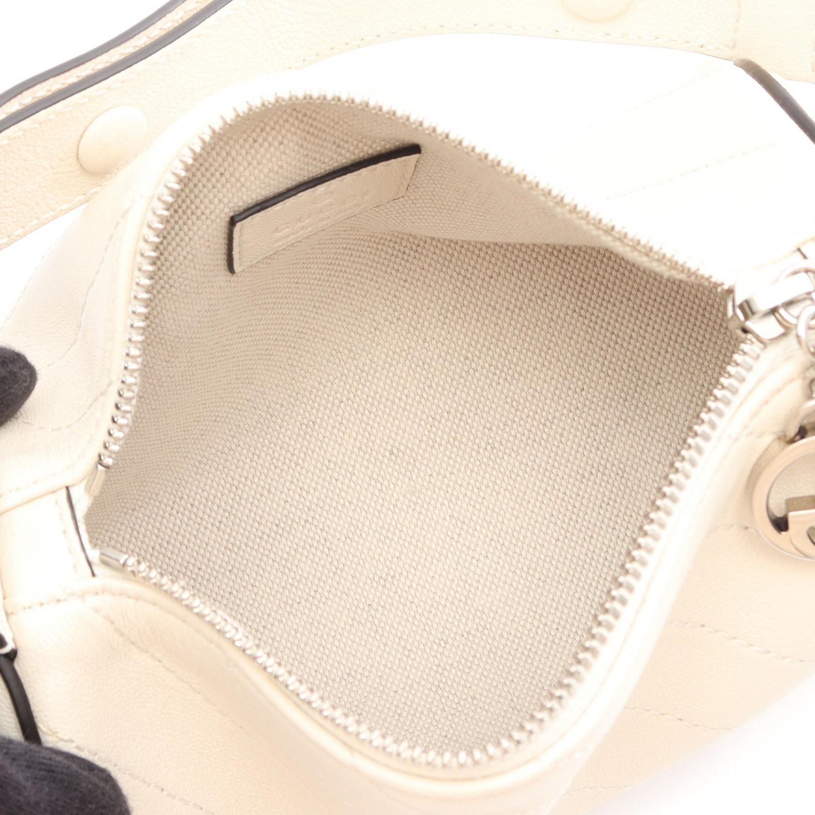 Sakai Be Green Calfskin Diagonal Stitched Mini Blondie Barrel Shoulder Bag Mystic White — view 3