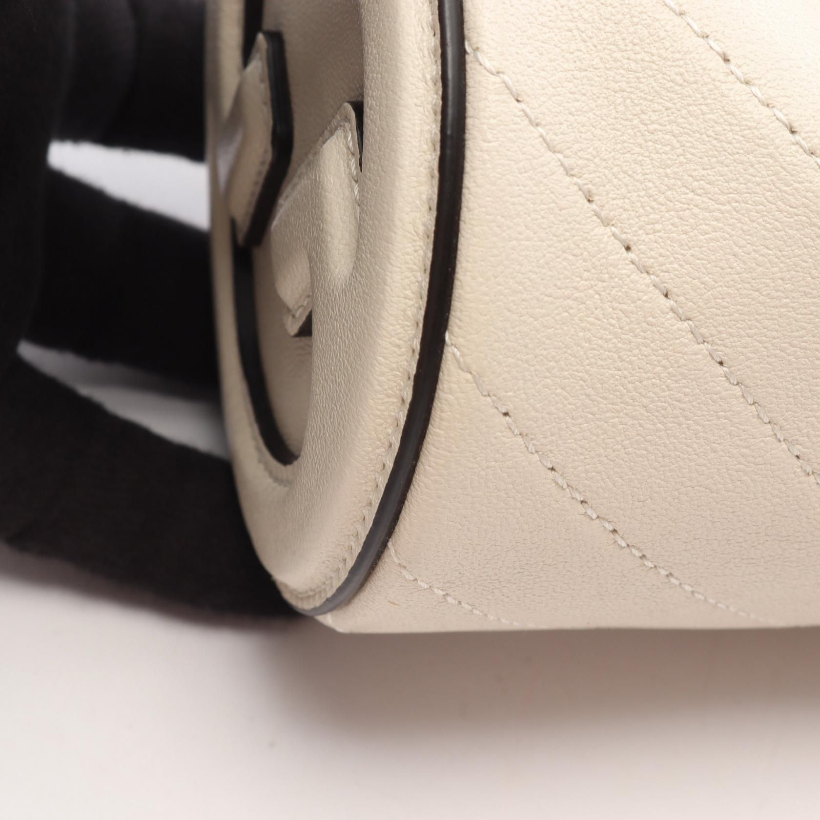 Sakai Be Green Calfskin Diagonal Stitched Mini Blondie Barrel Shoulder Bag Mystic White — view 5