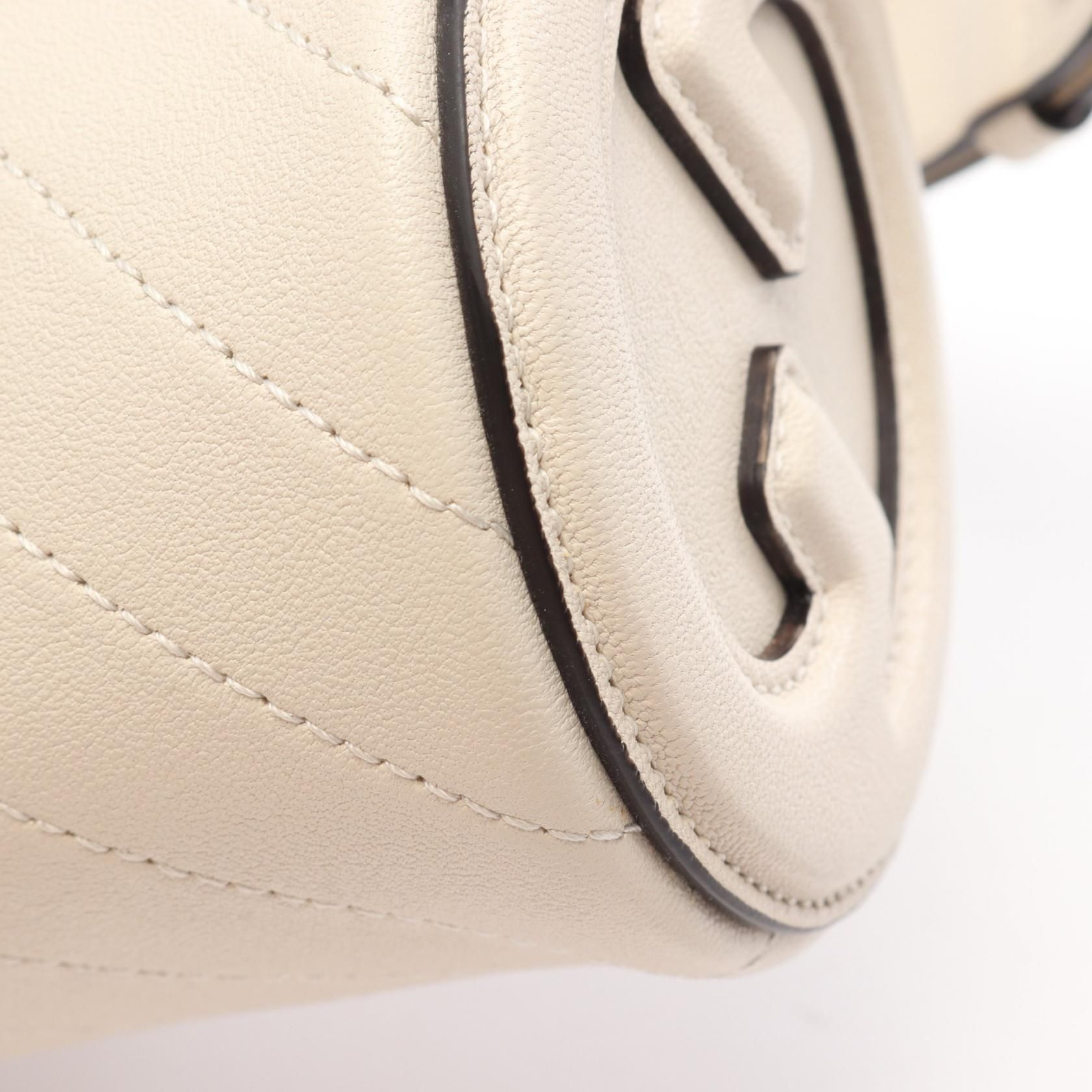 Sakai Be Green Calfskin Diagonal Stitched Mini Blondie Barrel Shoulder Bag Mystic White — view 6