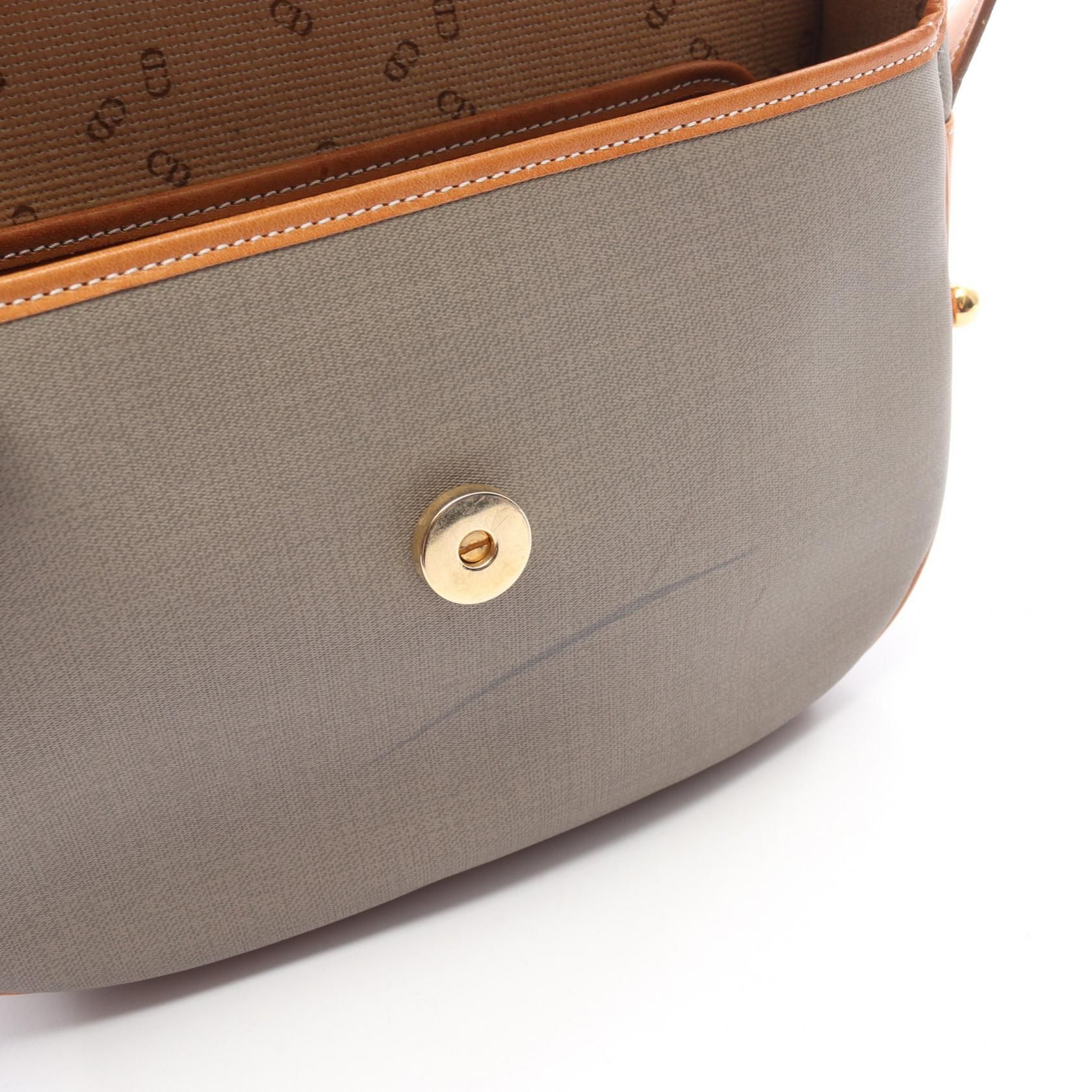 Christian Dior Cd Logo Shoulder Bag Gray Brown Pvc Coated Canvas — view 7