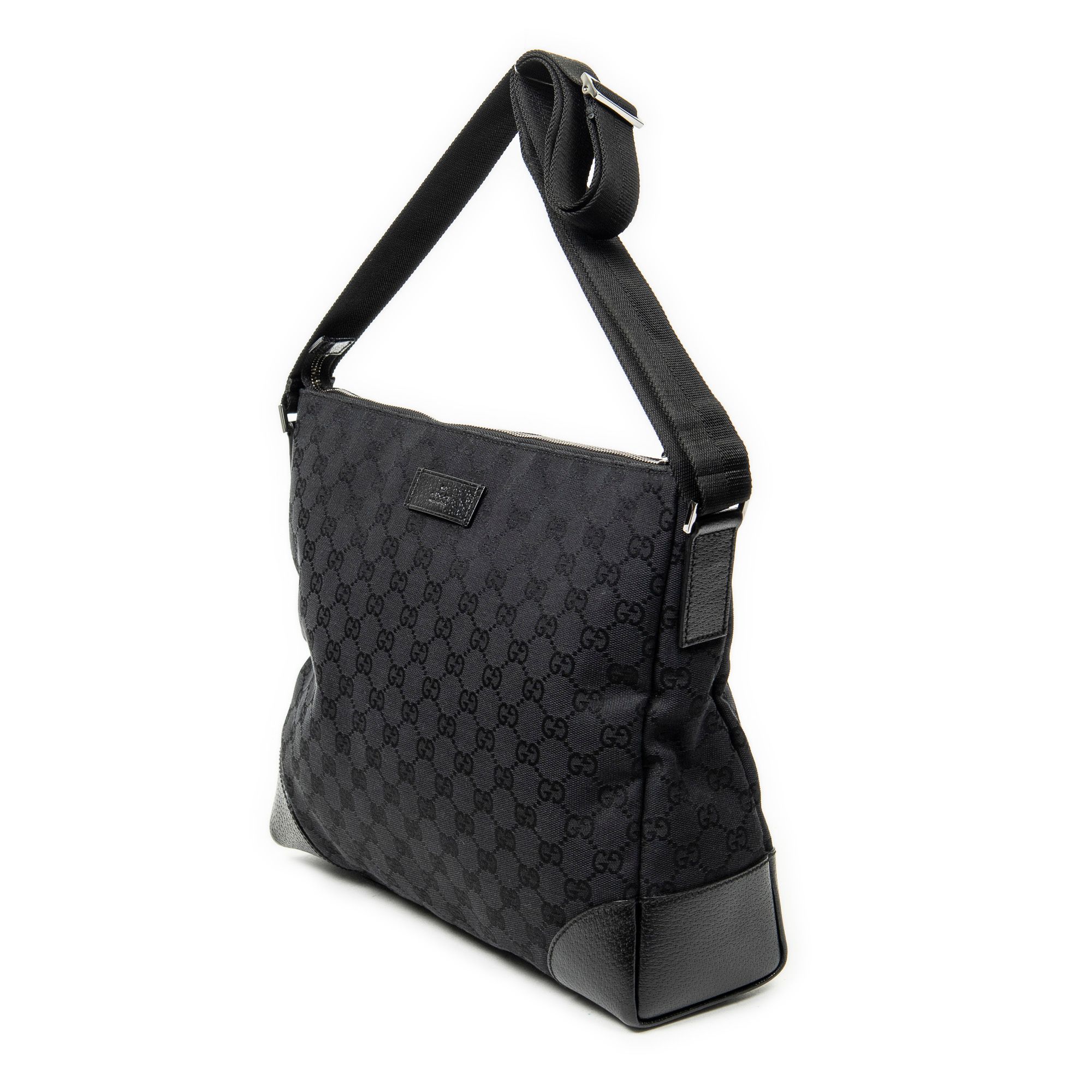 Zip Messenger Black Monogrammed Canvas Silver — view 2