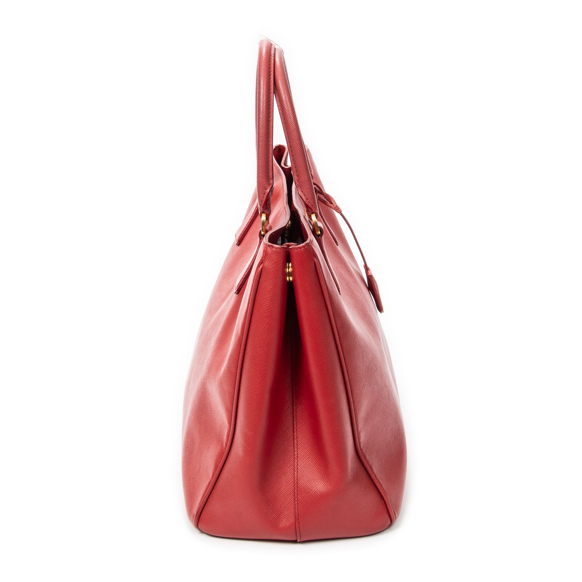 Large Open Tote Red Saffiano Leather Gold — view 4