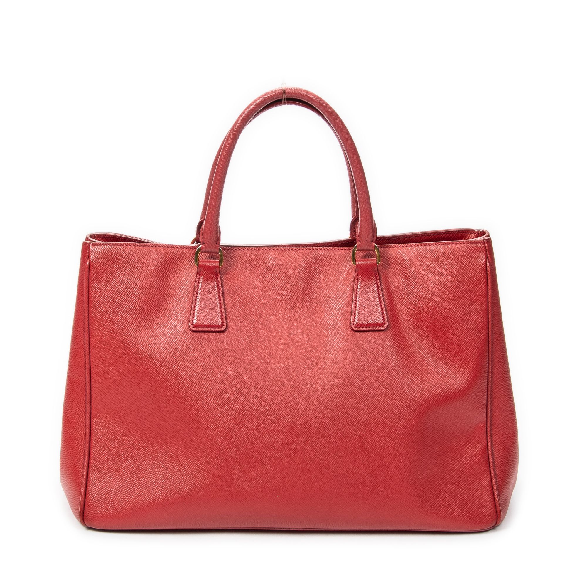 Large Open Tote Red Saffiano Leather Gold — view 5