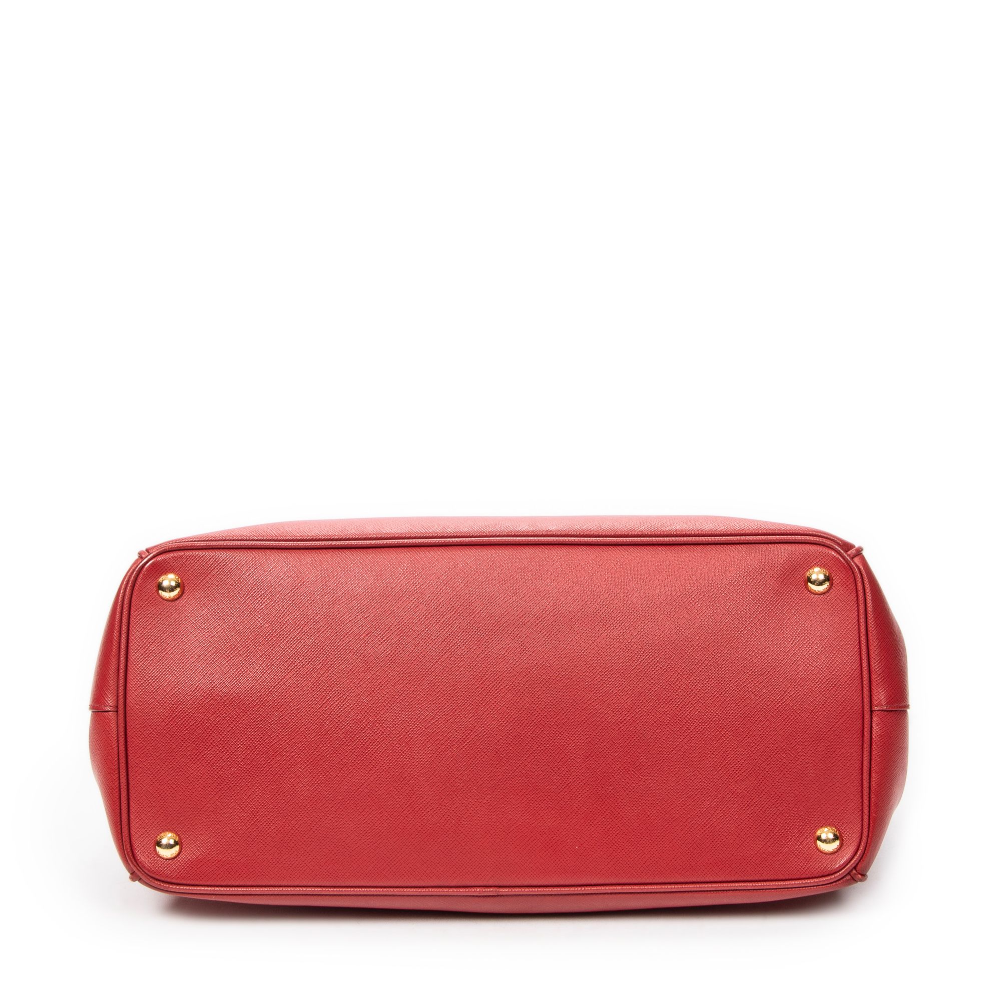 Large Open Tote Red Saffiano Leather Gold — view 6