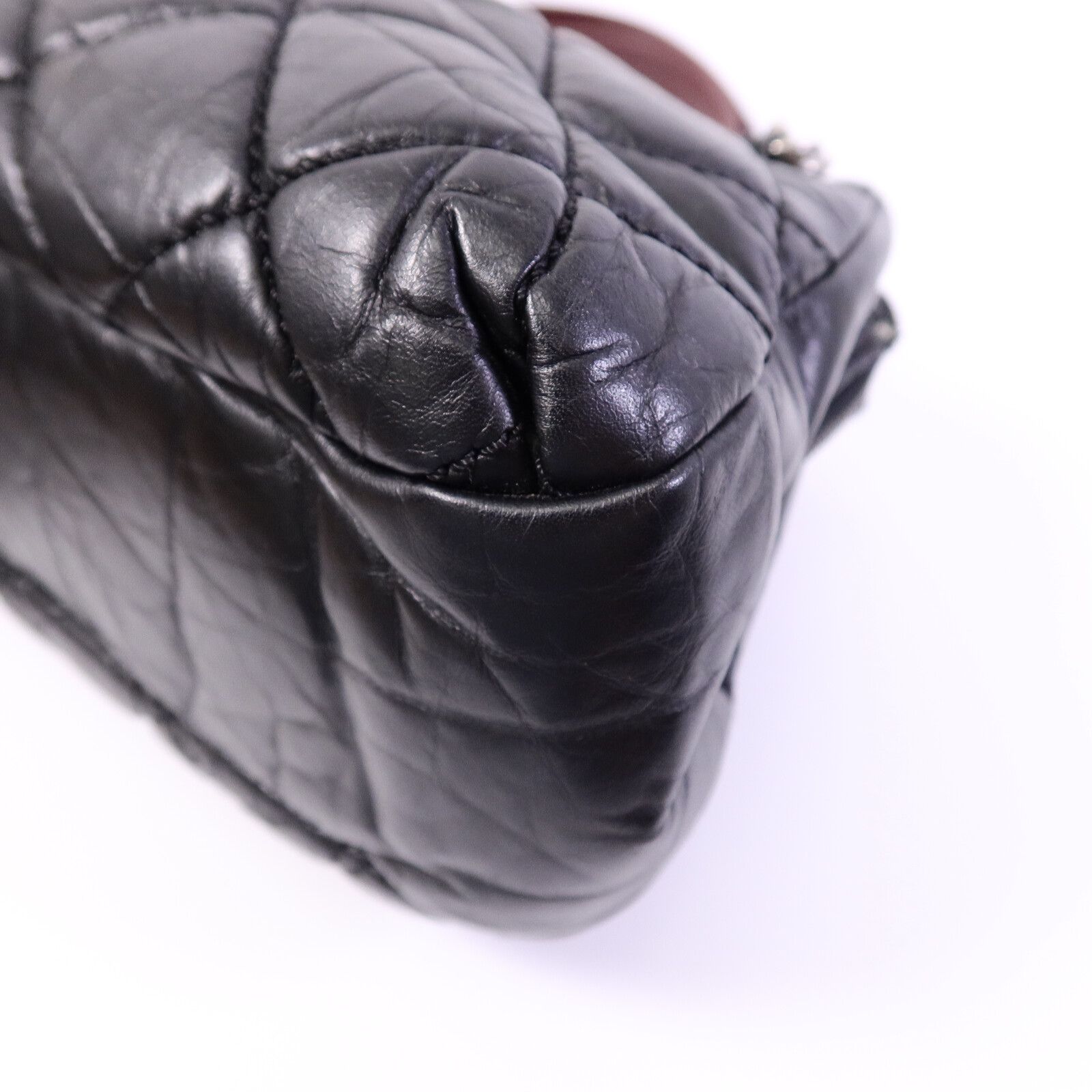 Black Tweed/cowhide Leather Chain Shoulder Bag Calfskin (cowhide) — view 11