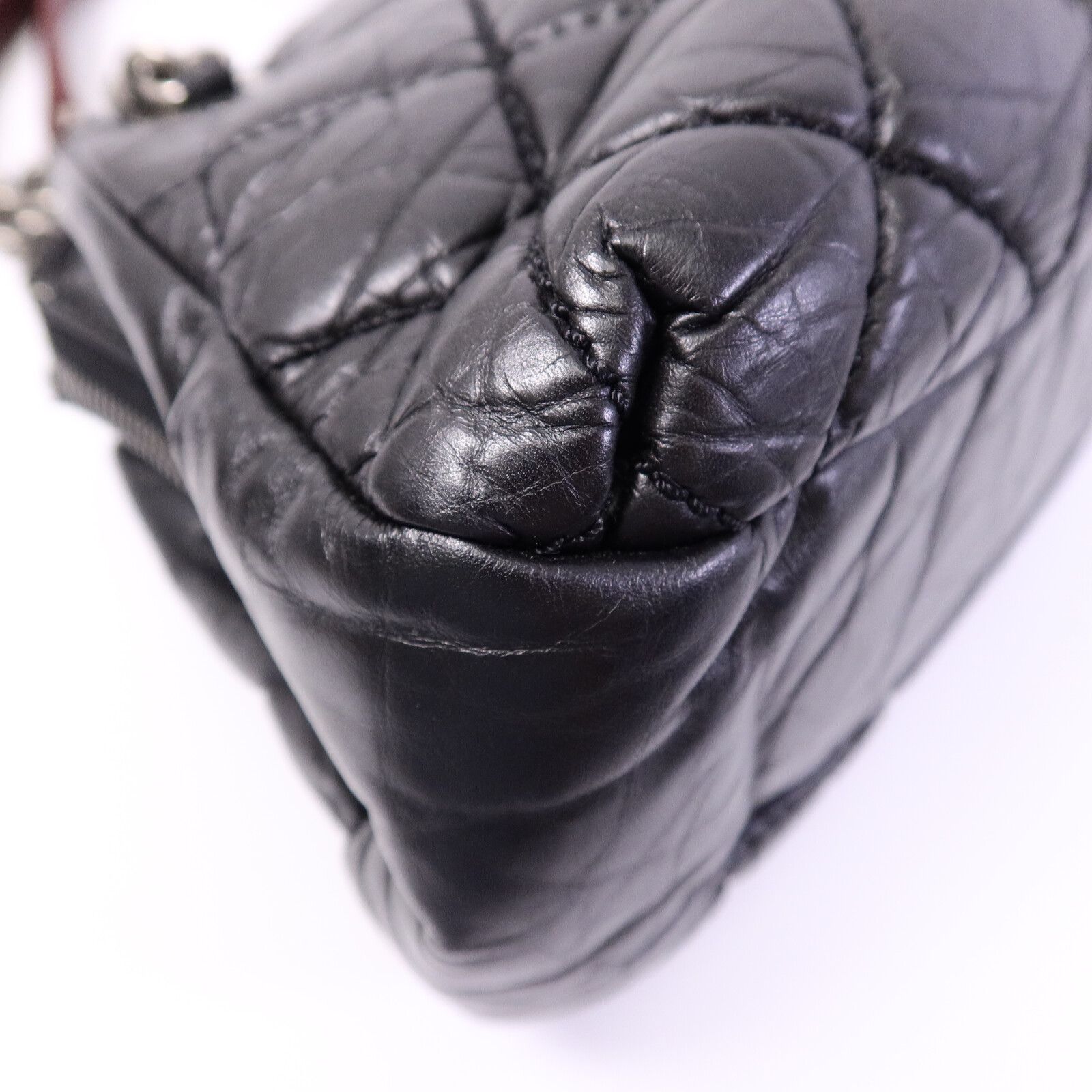 Black Tweed/cowhide Leather Chain Shoulder Bag Calfskin (cowhide) — view 14
