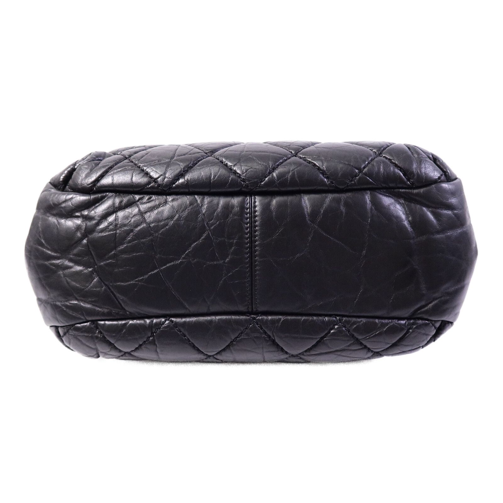 Black Tweed/cowhide Leather Chain Shoulder Bag Calfskin (cowhide) — view 4