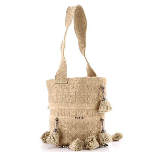 D-Bubble Bucket Bag, Embroidered Canvas