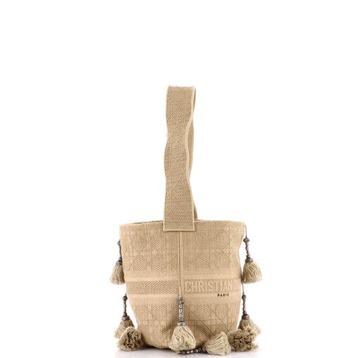 D-Bubble Bucket Bag, Embroidered Canvas — view 2