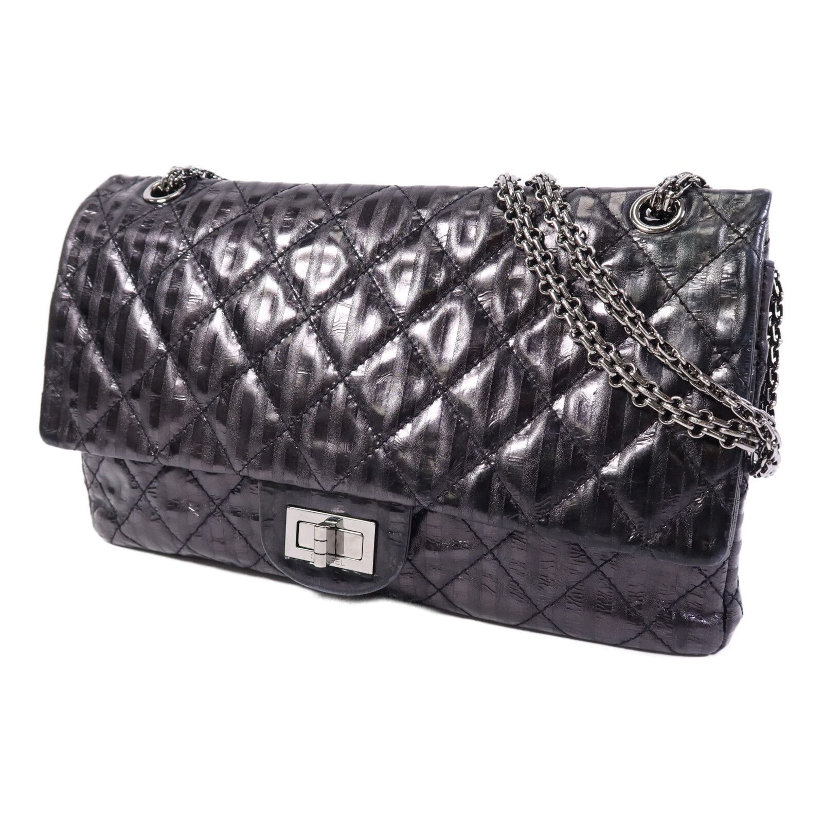 Rayures Reissue 2.55 Flap Bag, Black — view 2