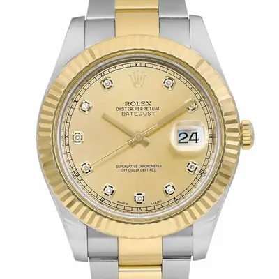 Datejust II 18K Yellow Steel Steel Diamond Champagne Dial Men Watch 116333