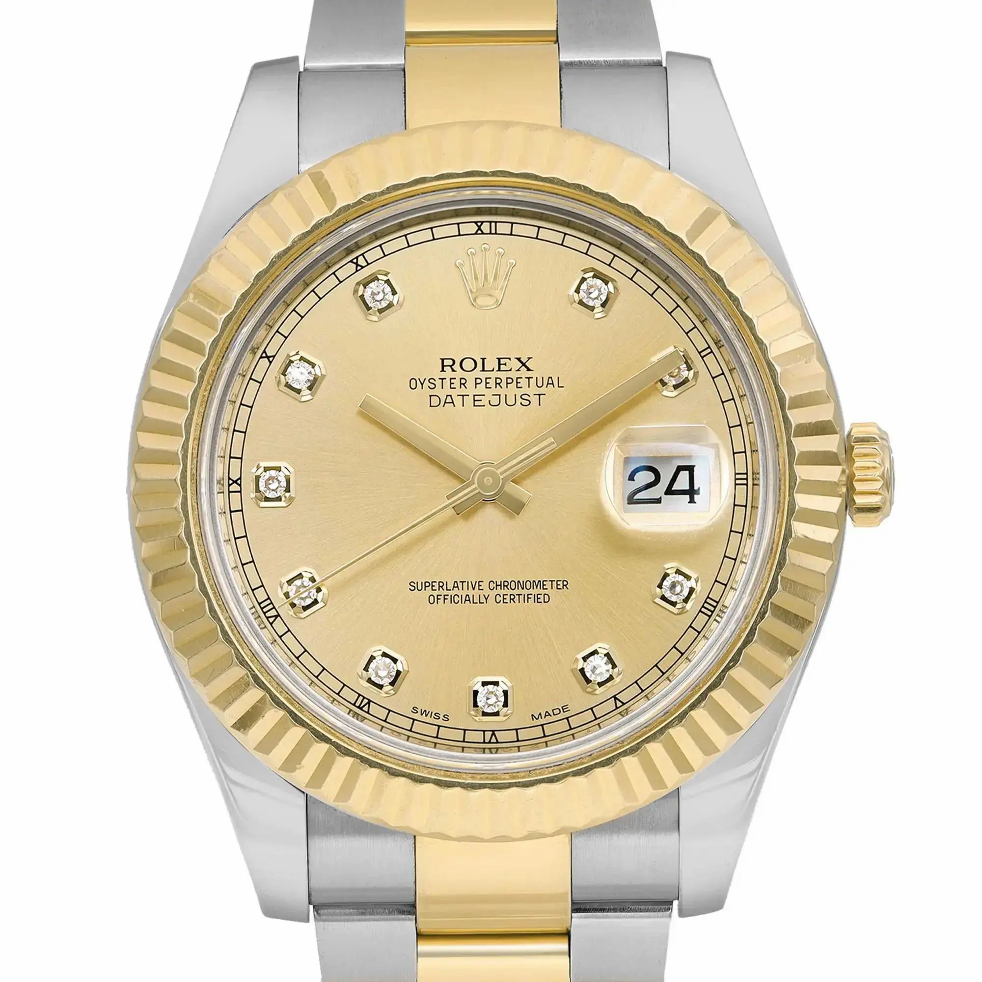 Datejust II 18K Yellow Steel Steel Diamond Champagne Dial Men Watch 116333 — view 2