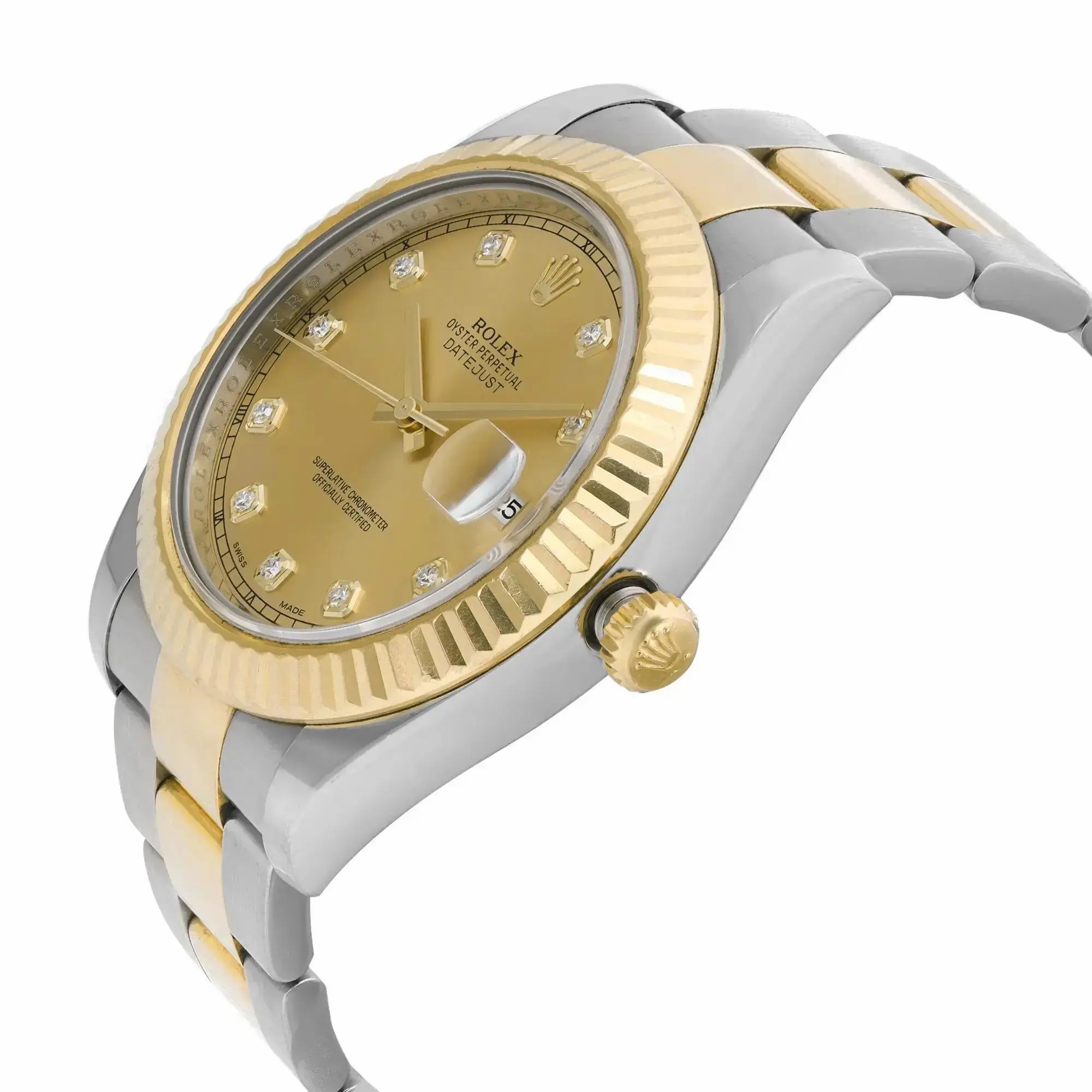 Datejust II 18K Yellow Steel Steel Diamond Champagne Dial Men Watch 116333 — view 3