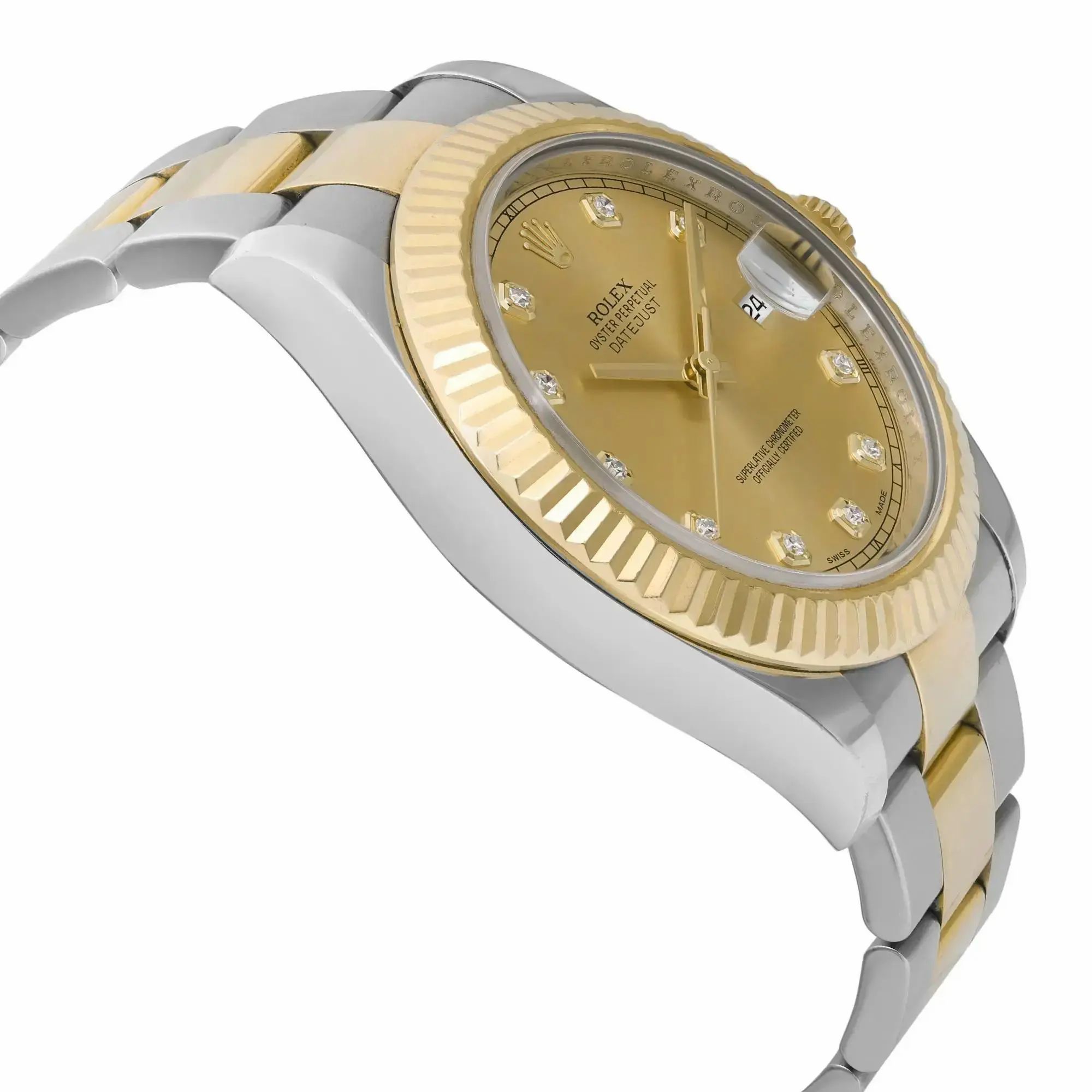 Datejust II 18K Yellow Steel Steel Diamond Champagne Dial Men Watch 116333 — view 4