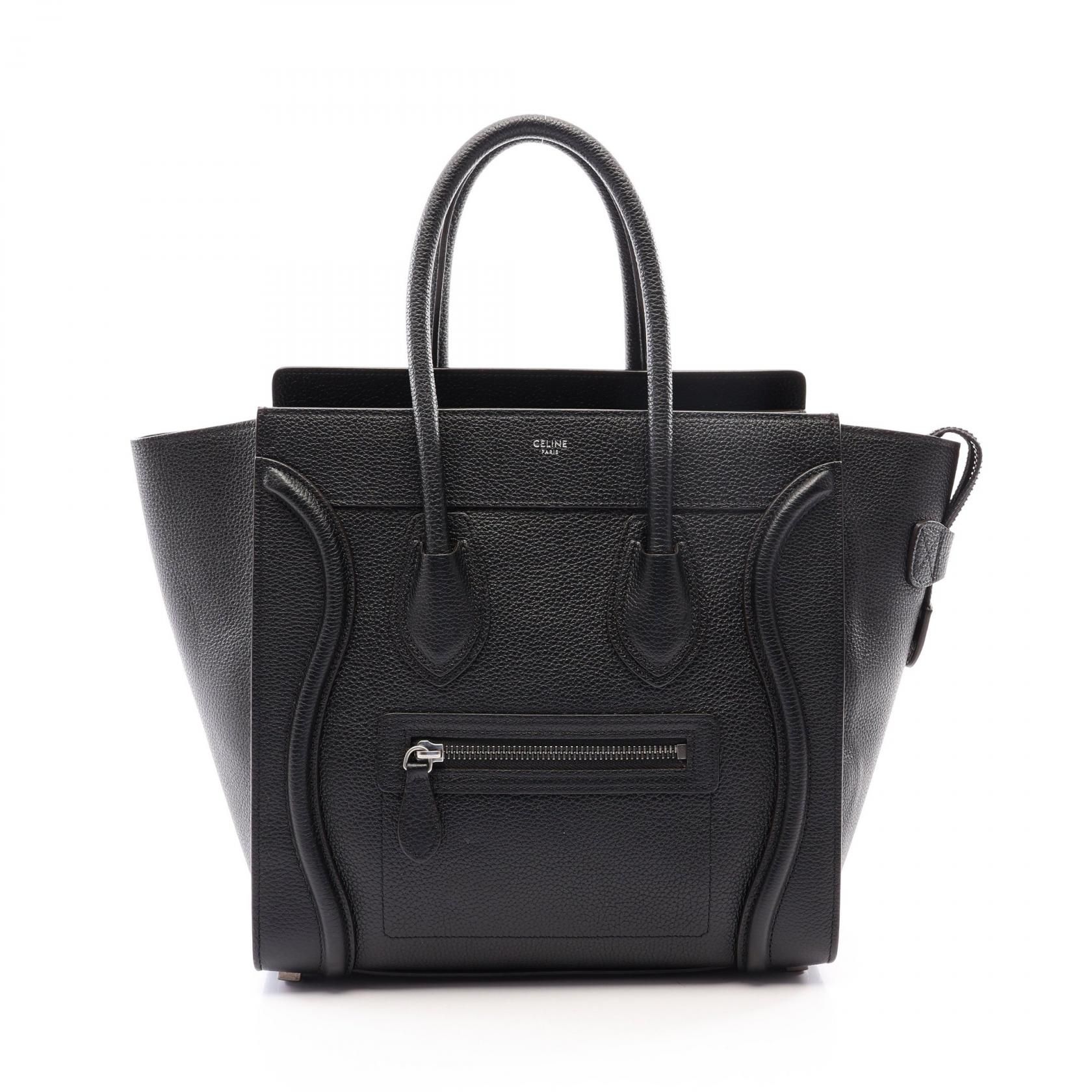 Luggage Micro Shopper Handbag Black Leather