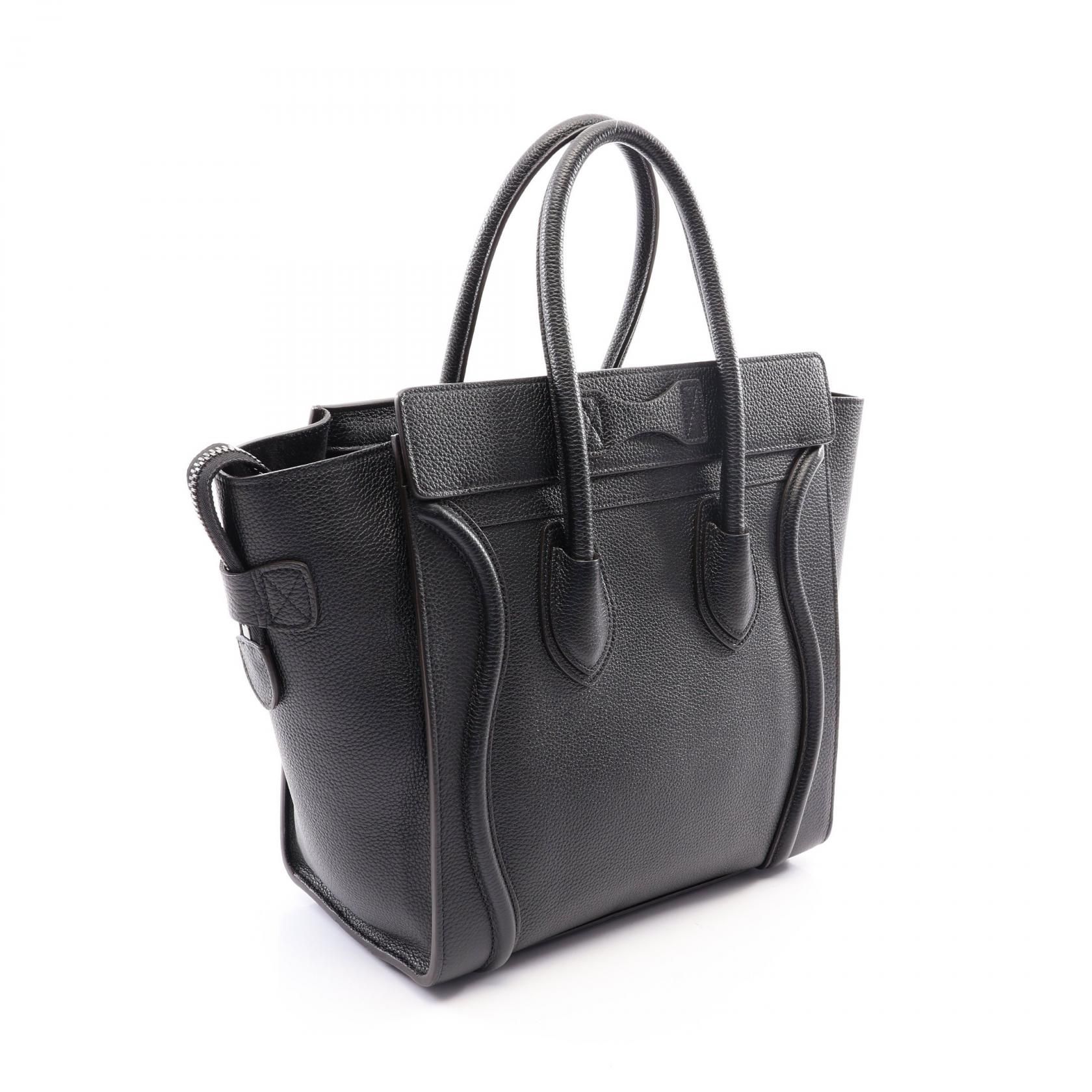 Luggage Micro Shopper Handbag Black Leather — view 2