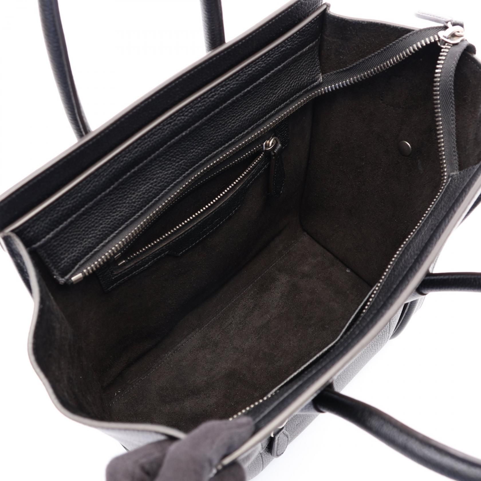 Luggage Micro Shopper Handbag Black Leather — view 3