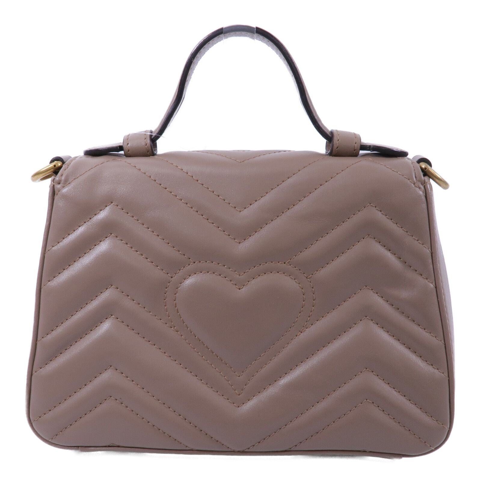 Leather Gg Marmont Mini Top Handle Bag Hand-handed Shoulder And Back Bag 2way Shoulder Bag Beige Ca, Neutral — view 2