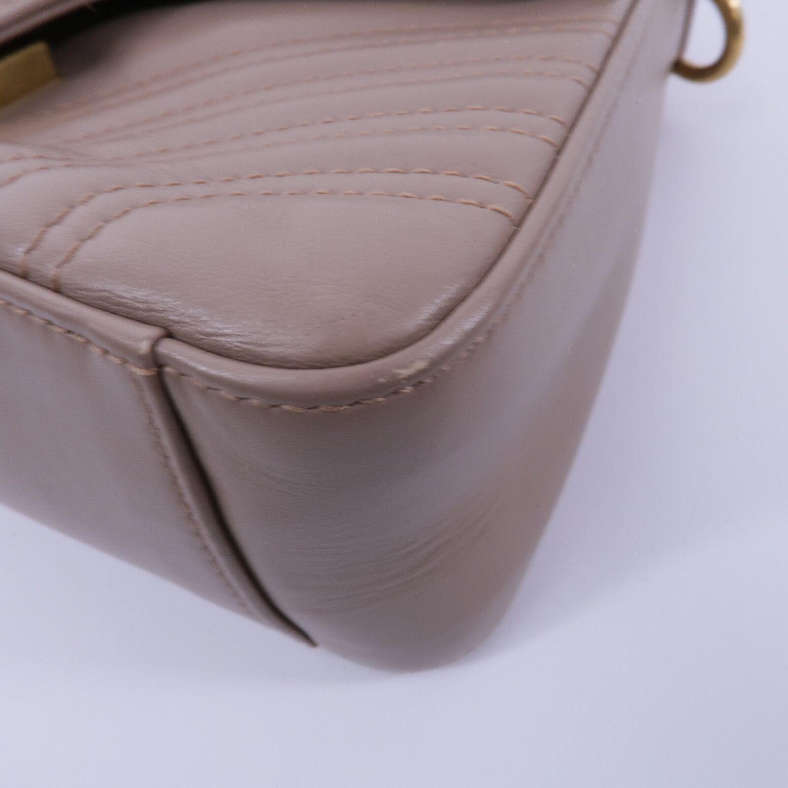 Leather Gg Marmont Mini Top Handle Bag Hand-handed Shoulder And Back Bag 2way Shoulder Bag Beige Ca, Neutral — view 11
