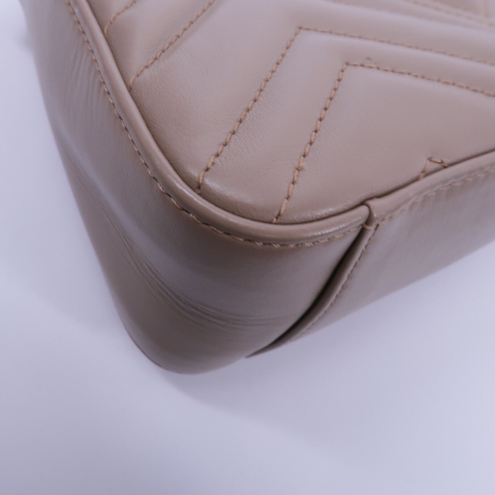Leather Gg Marmont Mini Top Handle Bag Hand-handed Shoulder And Back Bag 2way Shoulder Bag Beige Ca, Neutral — view 12