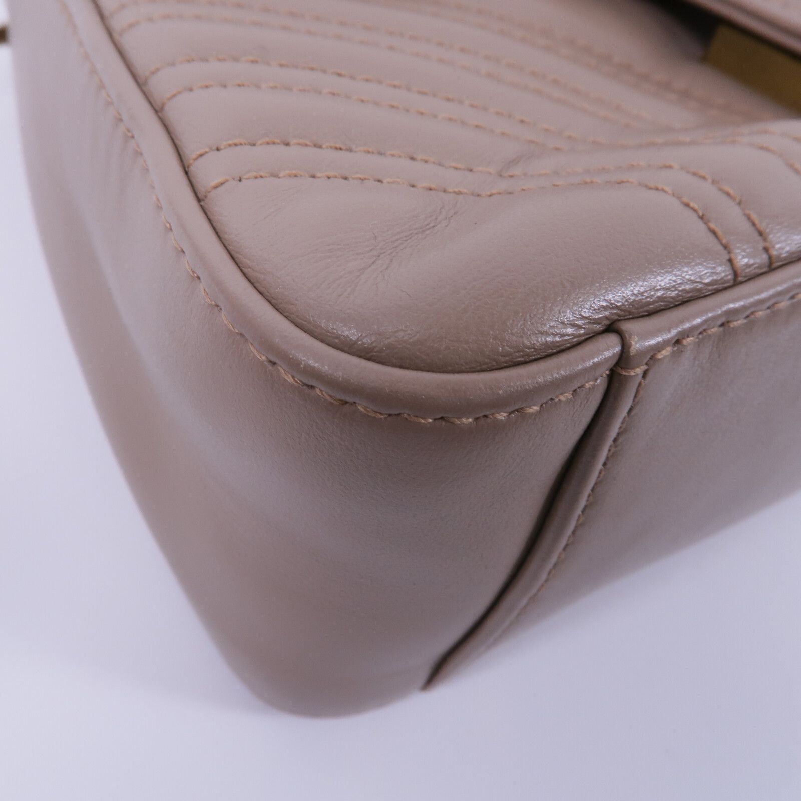 Leather Gg Marmont Mini Top Handle Bag Hand-handed Shoulder And Back Bag 2way Shoulder Bag Beige Ca, Neutral — view 10