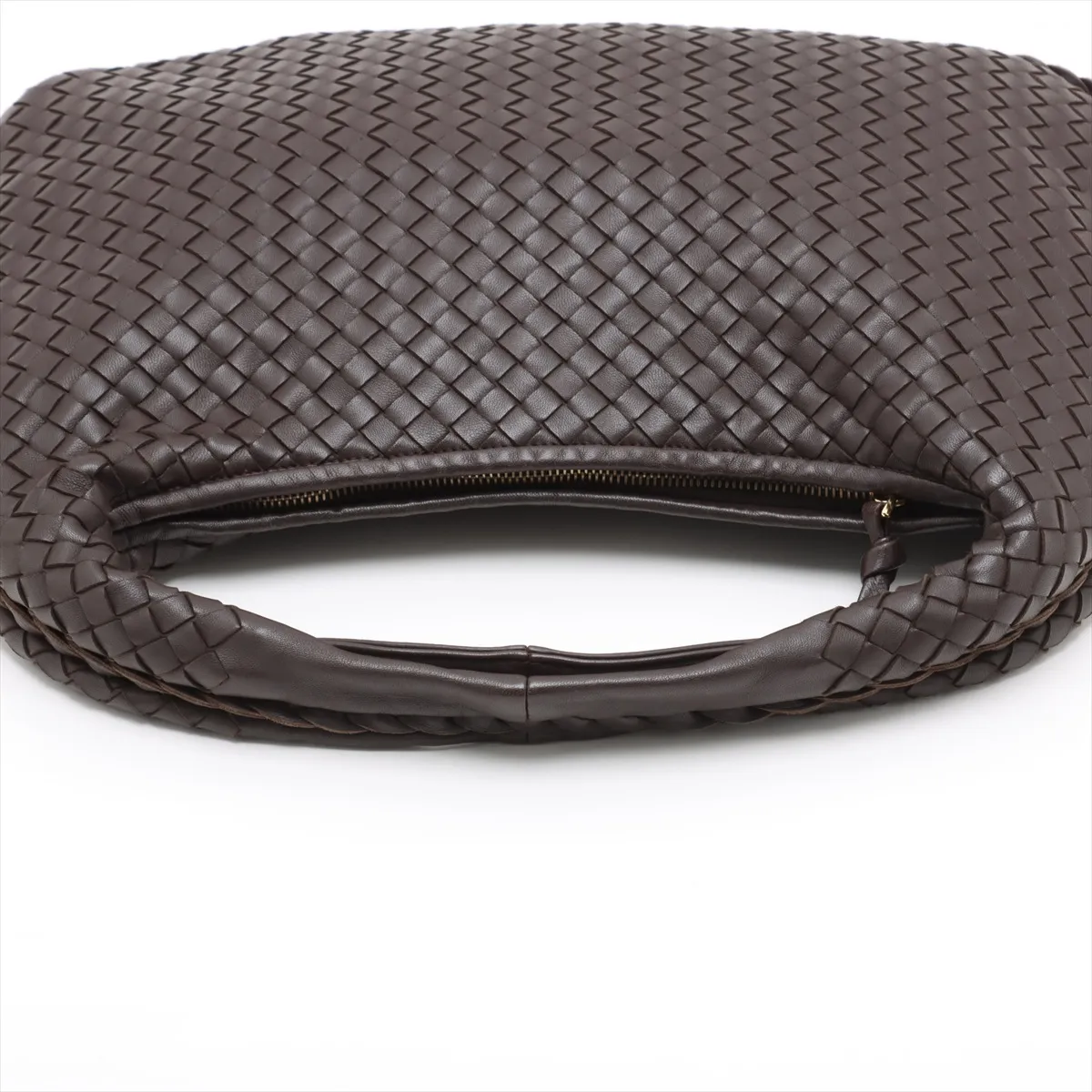 Intrecciato Hobo Leather Shoulder Bag Brown 115653 with Mirror — view 5
