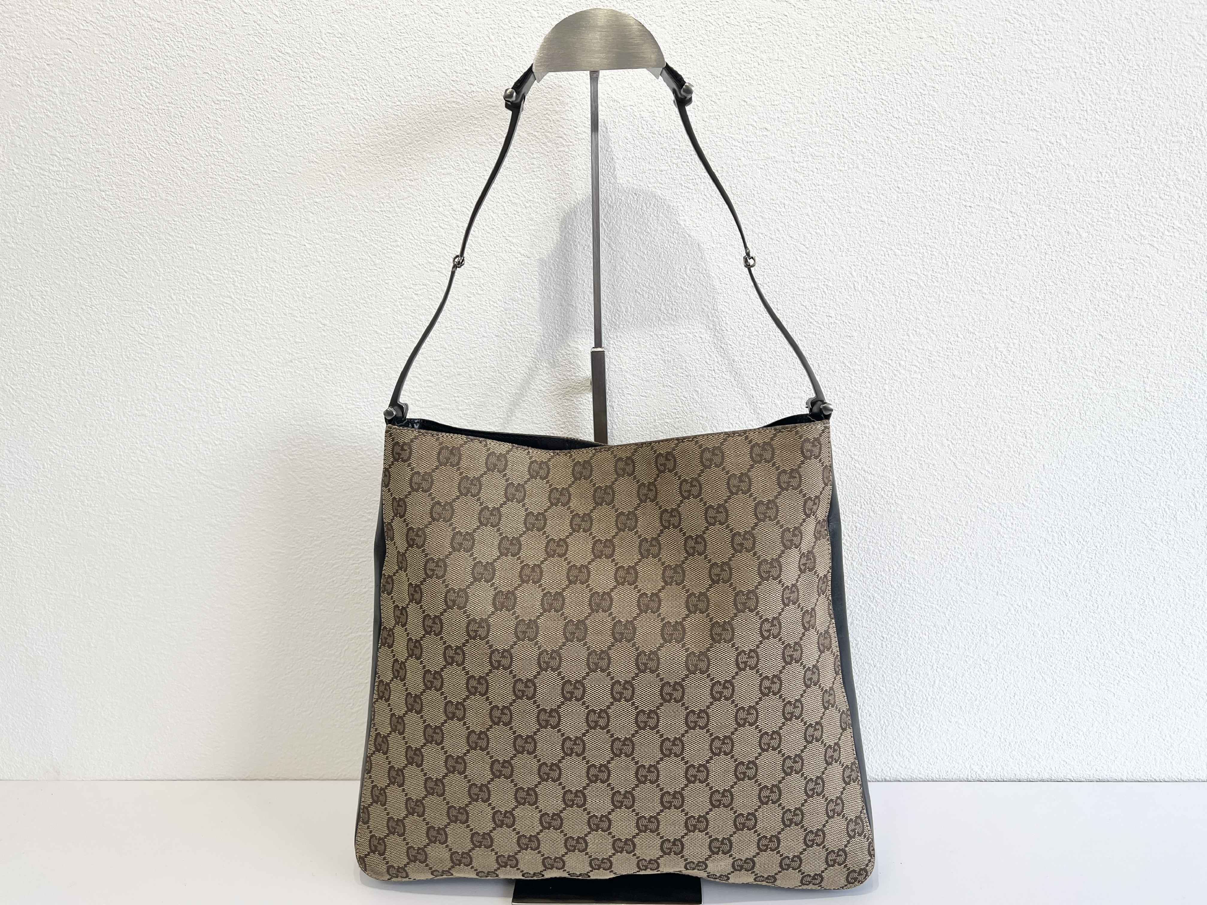 GG Chain Metal Handle Canvas Leather One Shoulder Bag — view 2