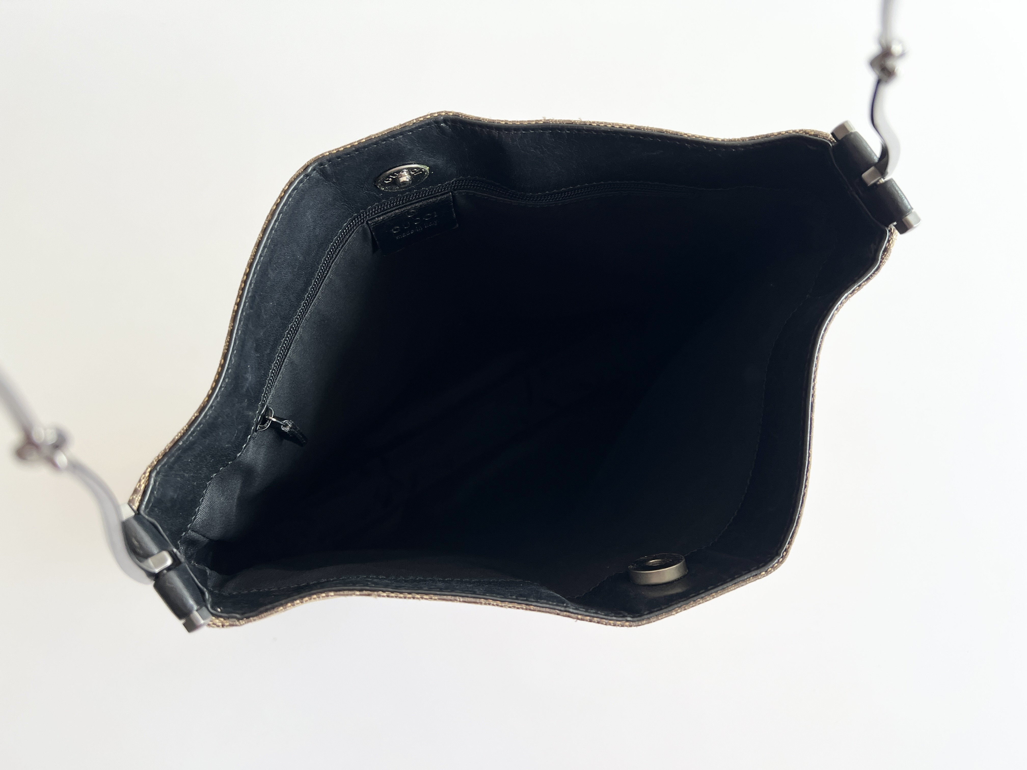 GG Chain Metal Handle Canvas Leather One Shoulder Bag — view 4