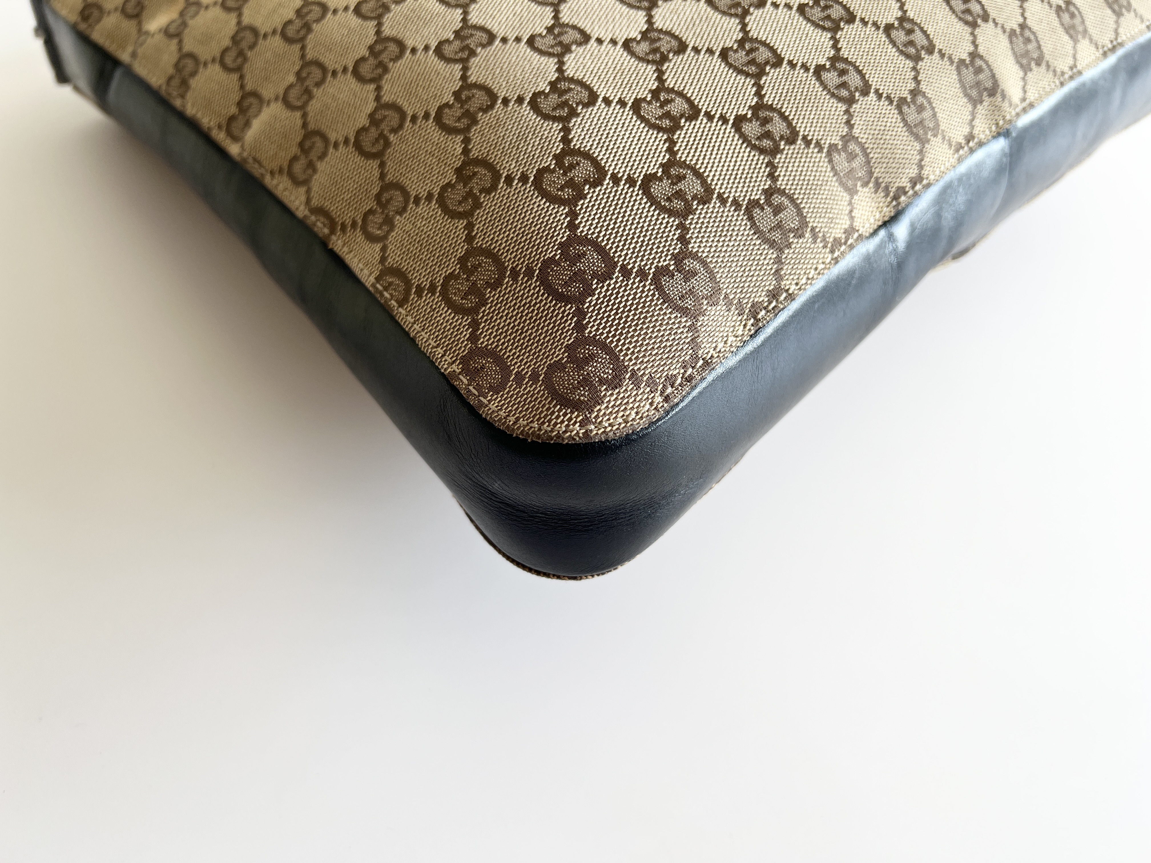 GG Chain Metal Handle Canvas Leather One Shoulder Bag — view 9