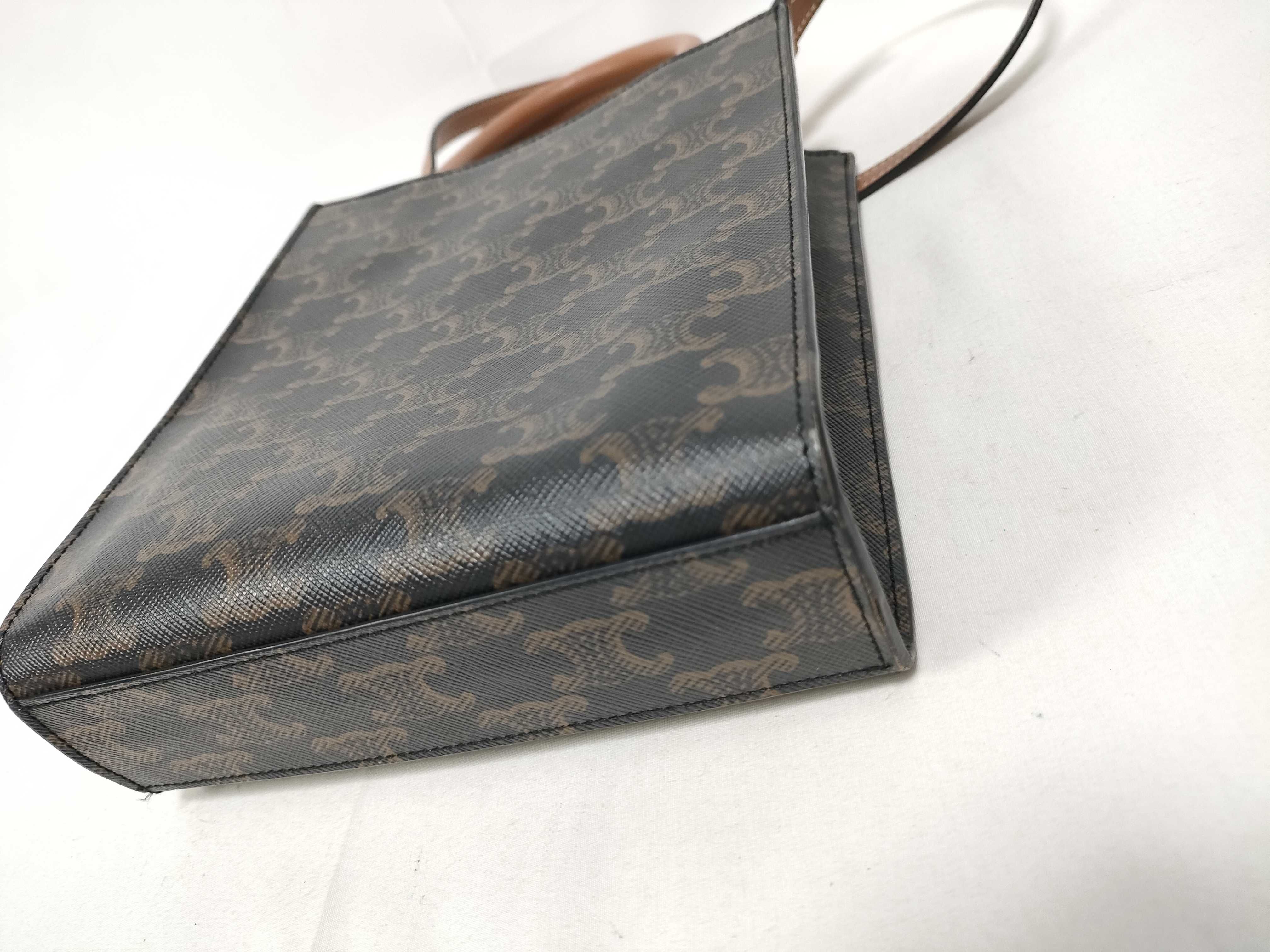 Triomphe Mini Vertical Cabas PVC x Leather 2-Way Handbag Brown Handbag — view 4