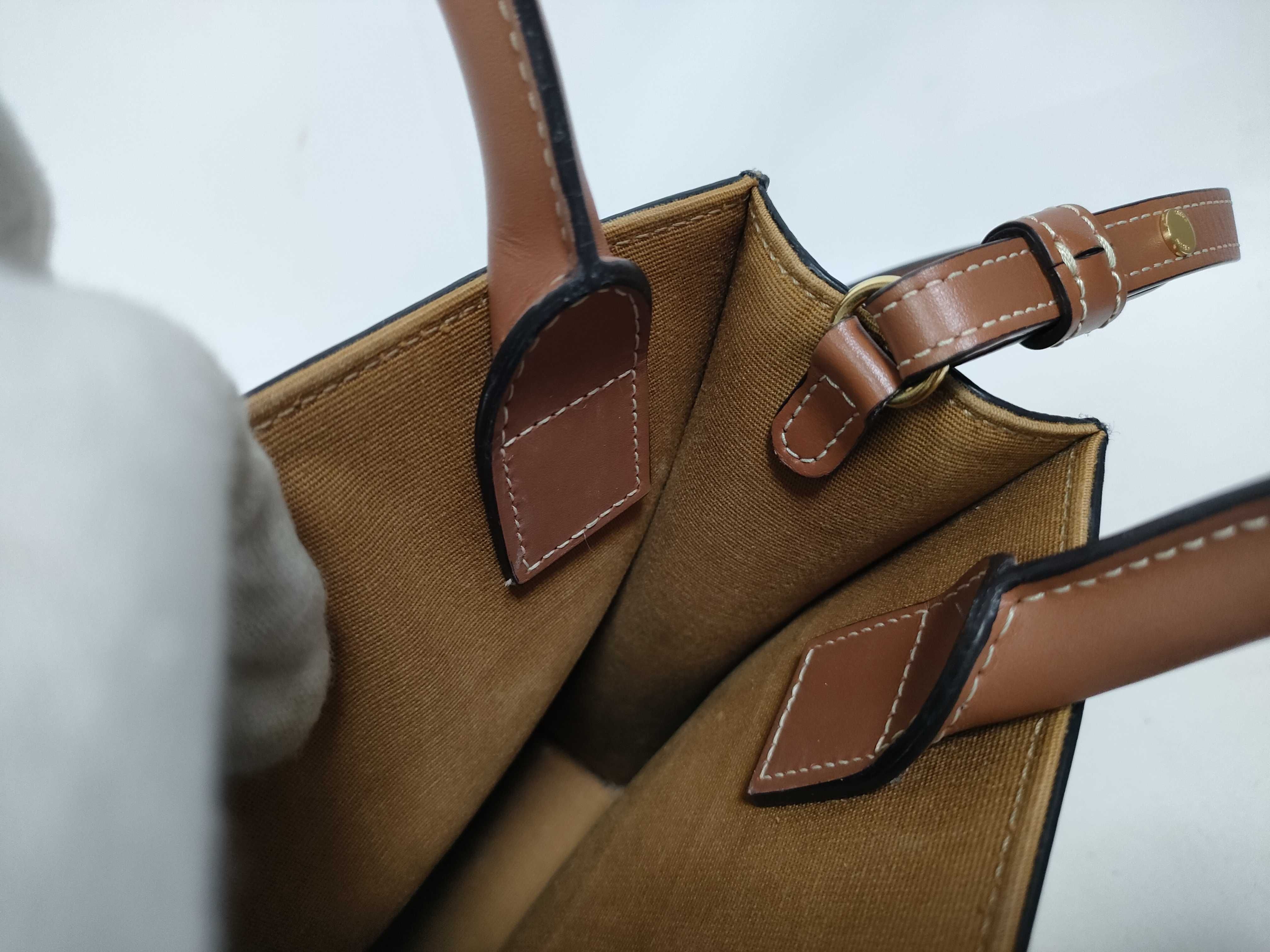 Triomphe Mini Vertical Cabas PVC x Leather 2-Way Handbag Brown Handbag — view 8