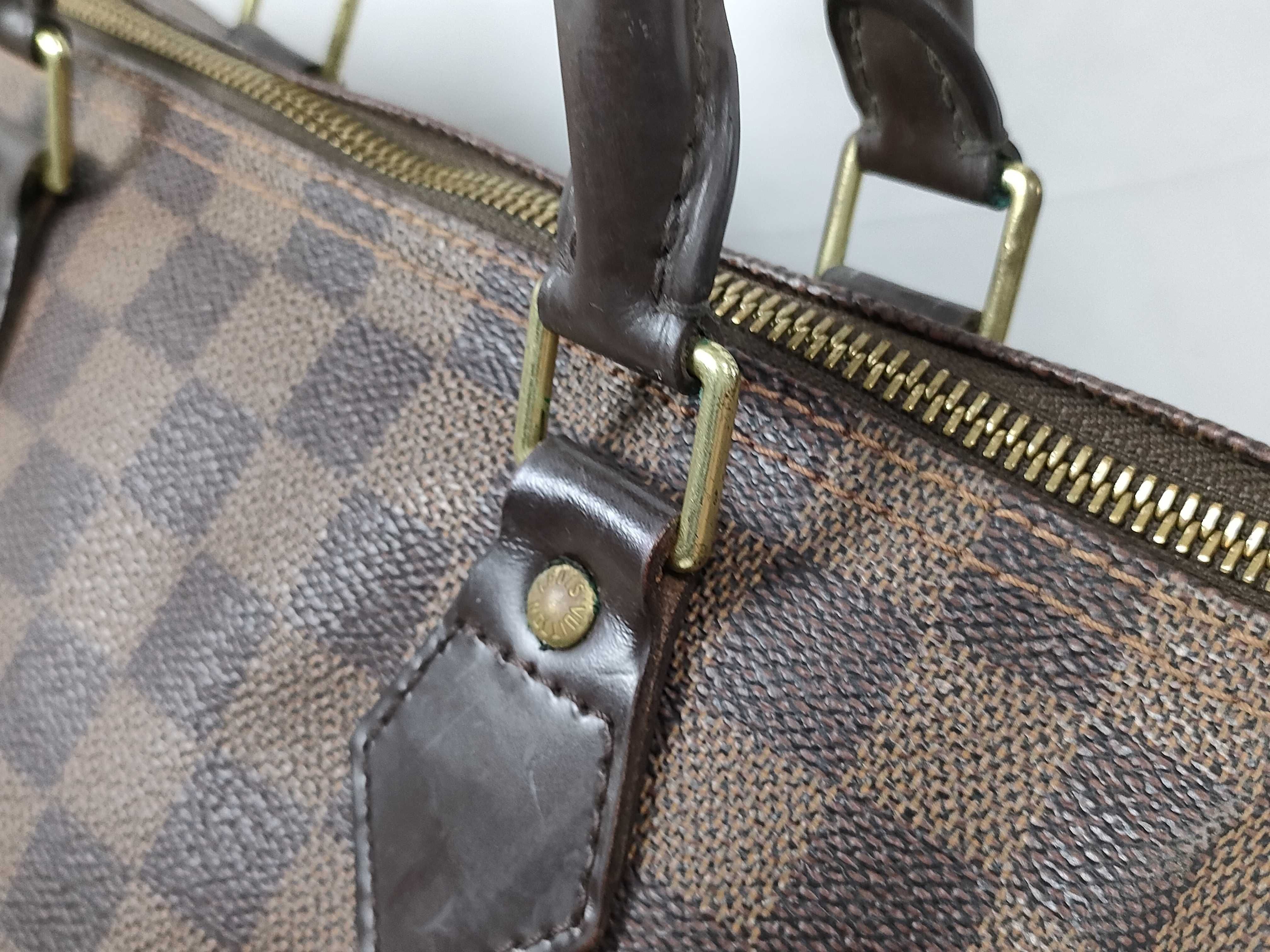 Damier ID-Speedy 30 Canvas Brown Handbag GHW AA5100 — view 5