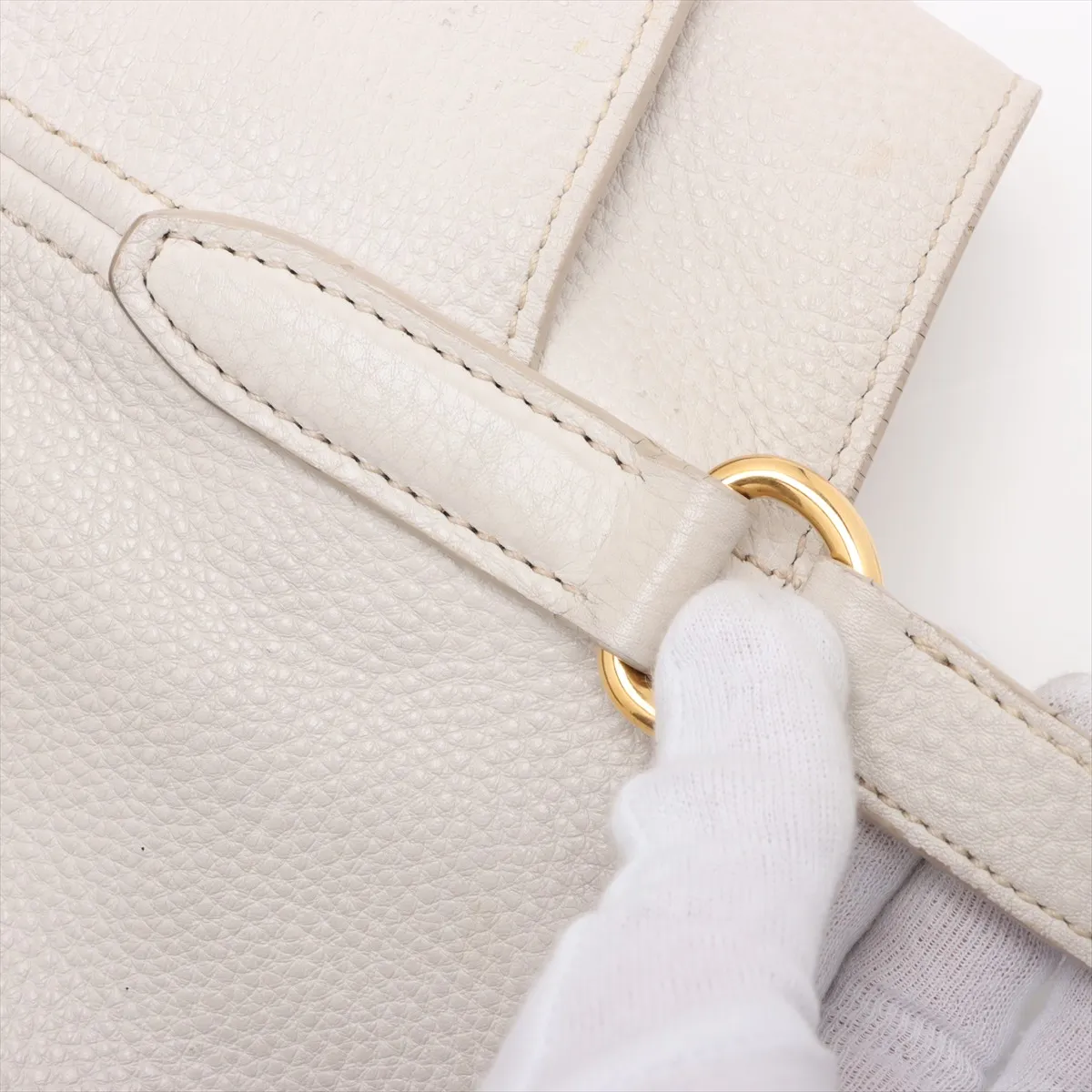 Vitello Dino Leather Tote Bag White — view 11