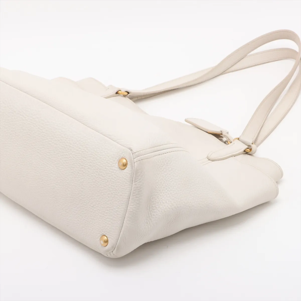 Vitello Dino Leather Tote Bag White — view 3