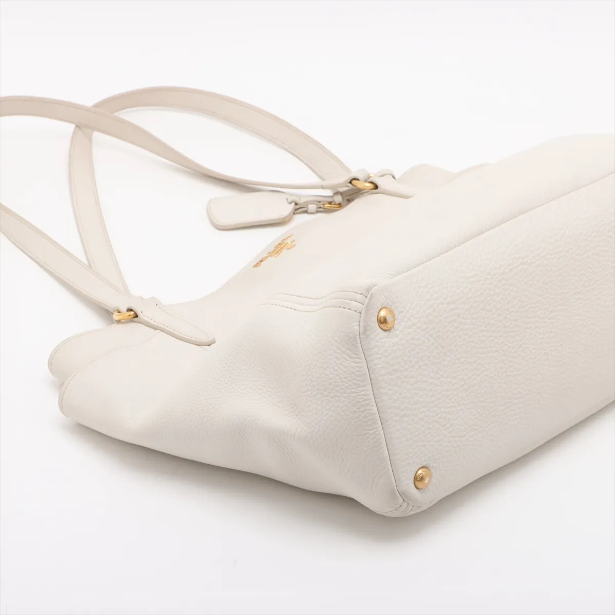 Vitello Dino Leather Tote Bag White — view 4