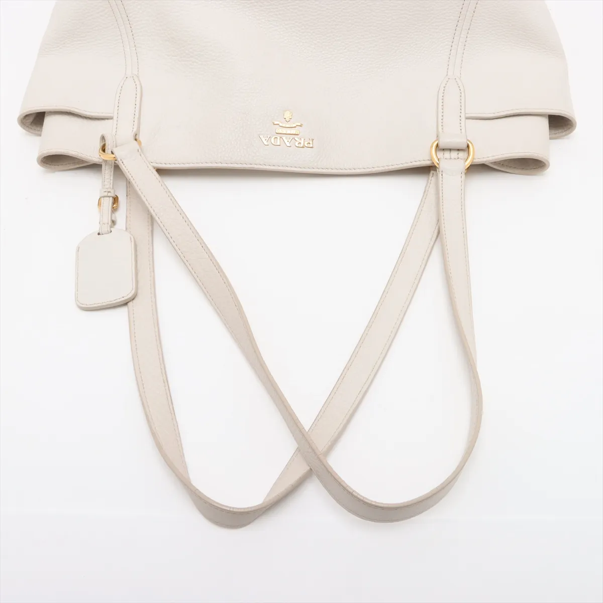 Vitello Dino Leather Tote Bag White — view 5