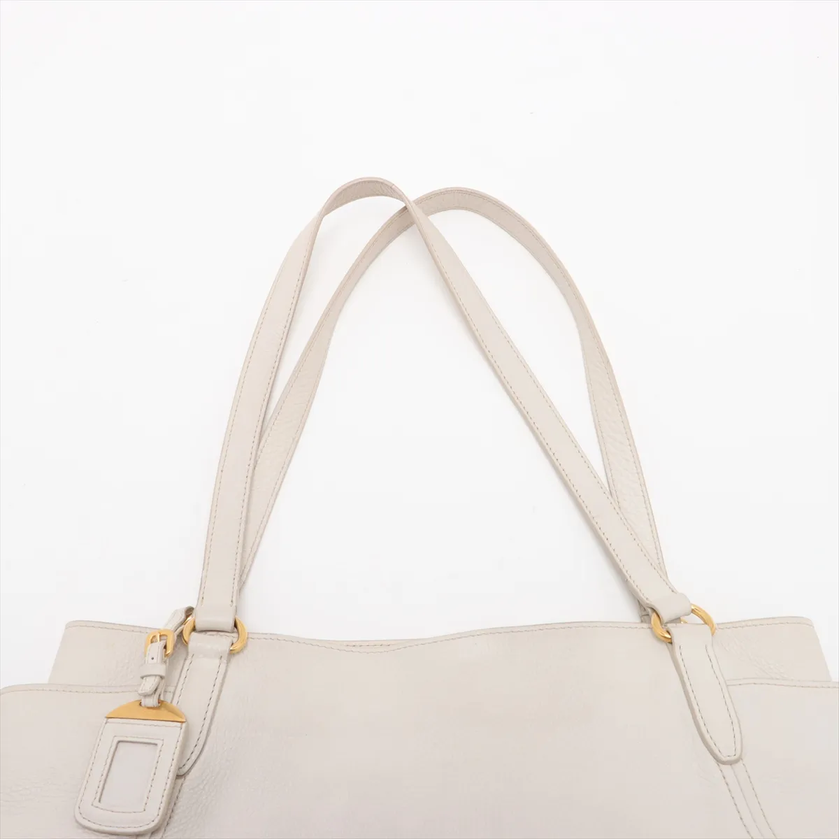 Vitello Dino Leather Tote Bag White — view 6